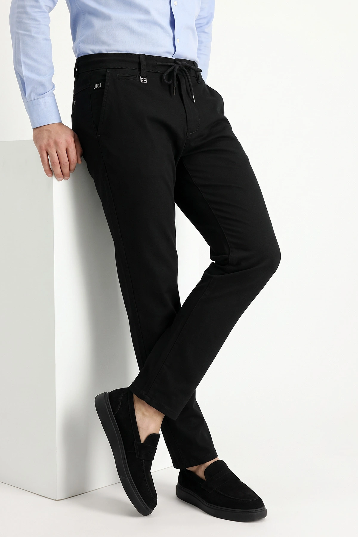 Siyah Boyfriend Belden Bağlamalı Erkek Pantolon 493185