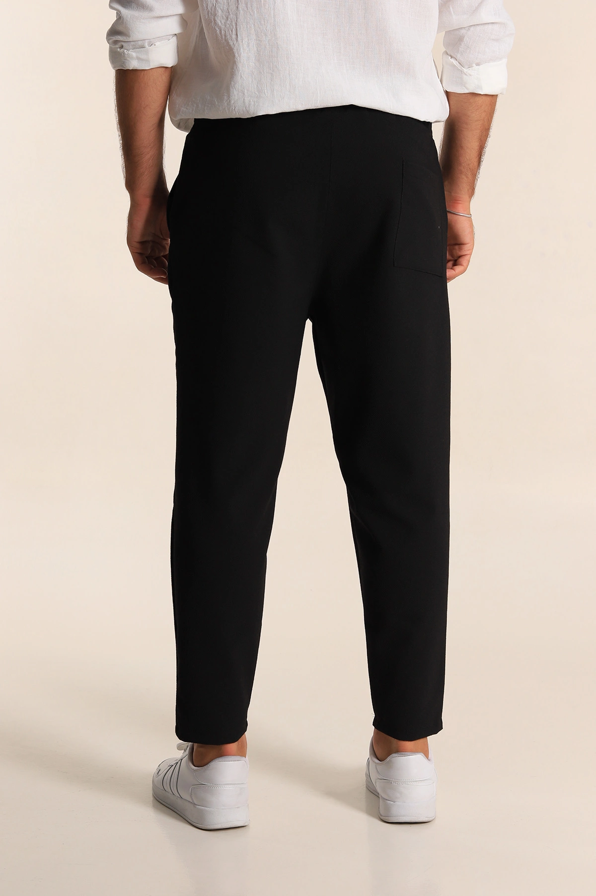 Siyah Boyfriend Fit Gofre Kumaş Çimalı Erkek Kumaş Pantolon 290543