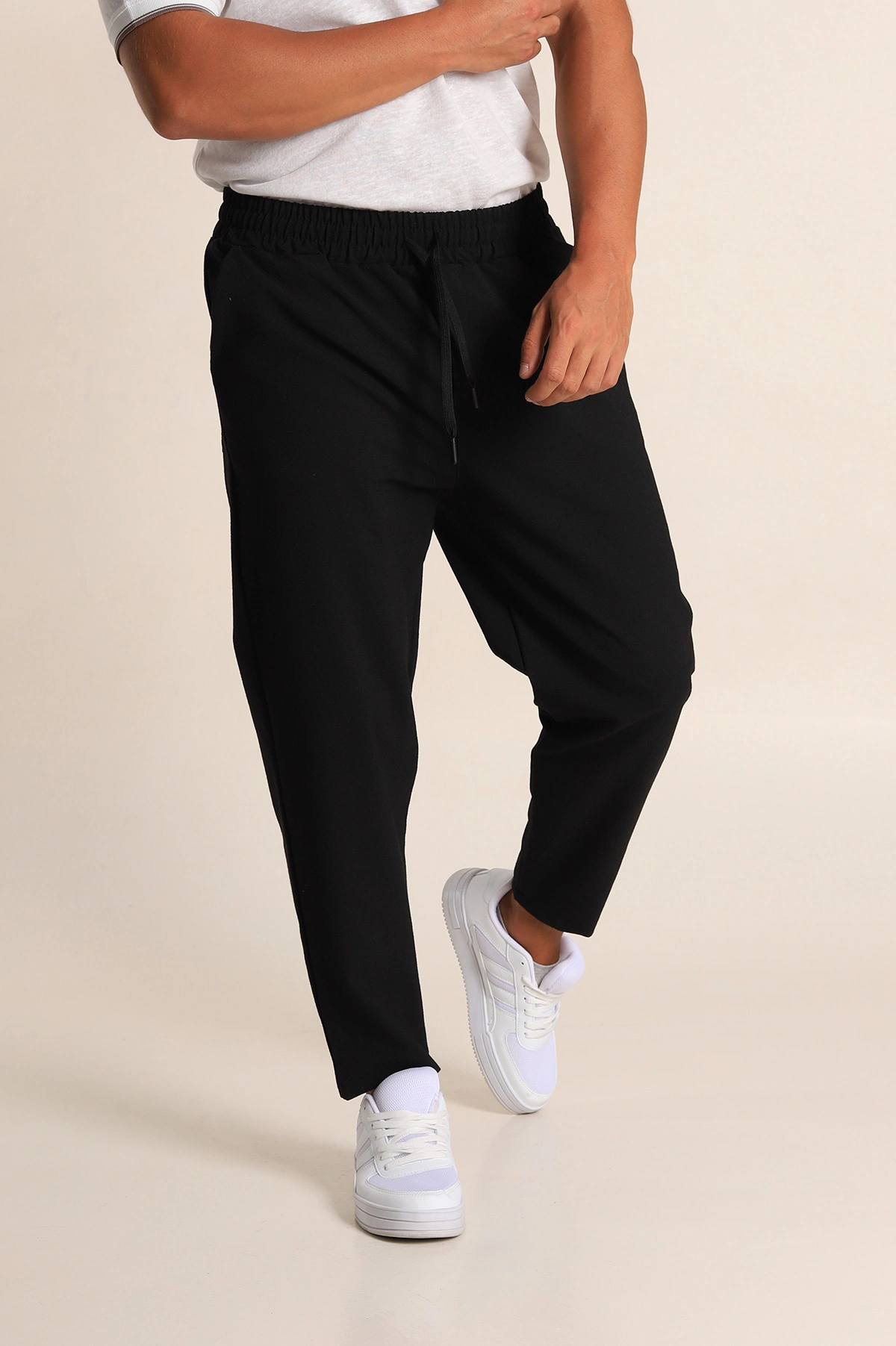 Siyah Boyfriend Fit Gofre Kumaş Erkek Kumaş Pantolon 290547