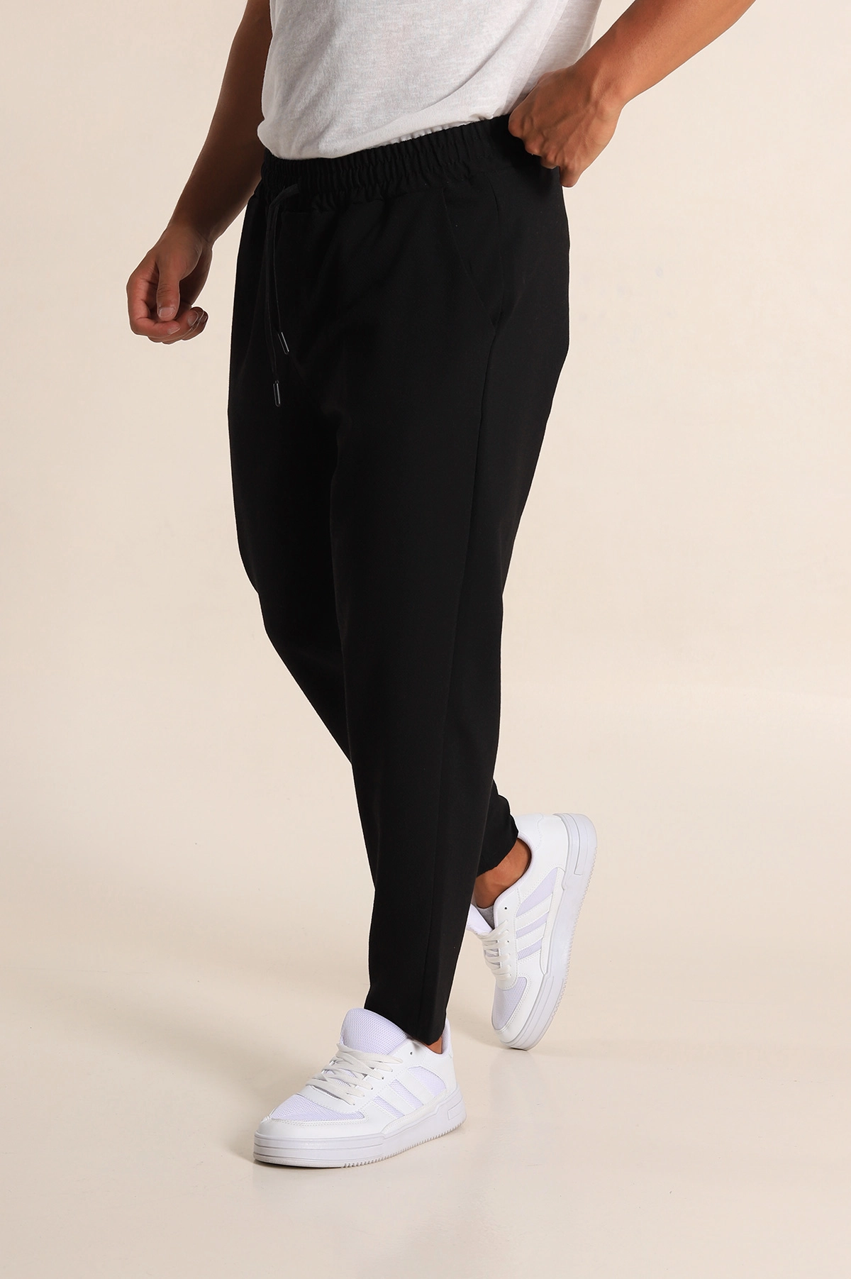 Siyah Boyfriend Fit Gofre Kumaş Erkek Kumaş Pantolon 290547