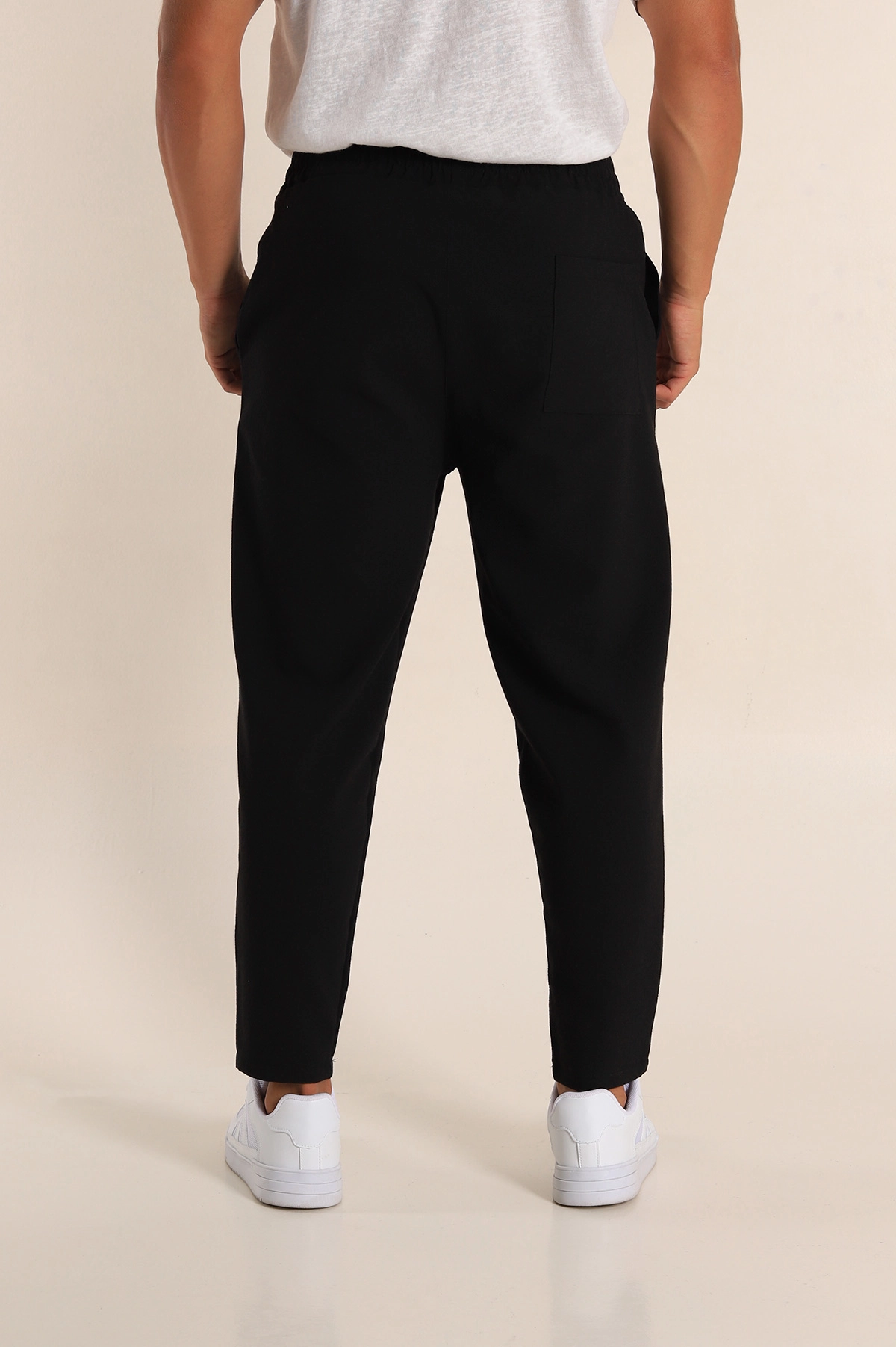 Siyah Boyfriend Fit Gofre Kumaş Erkek Kumaş Pantolon 290547