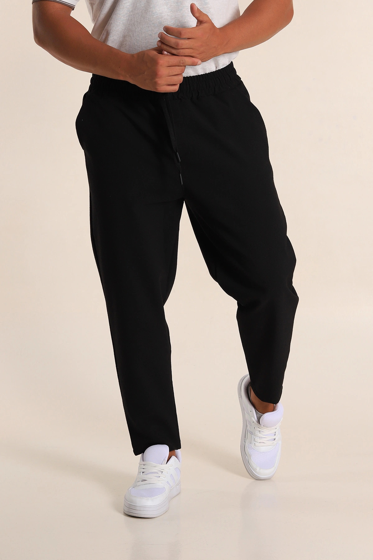Siyah Boyfriend Fit Gofre Kumaş Erkek Kumaş Pantolon 290547