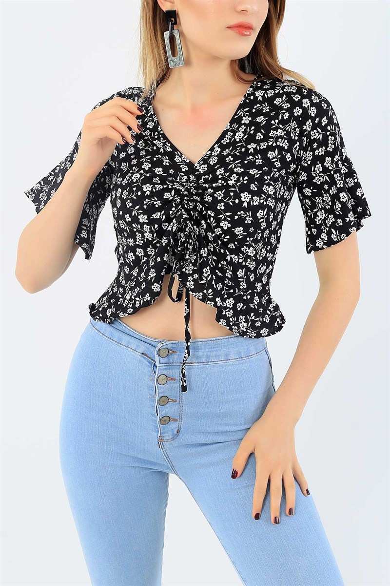 Siyah Bükümlü Dokuma Bluz 37422