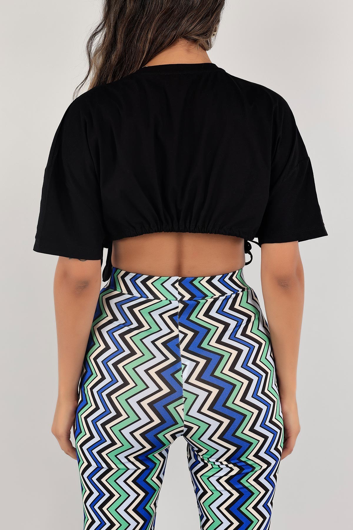 Siyah Büzgülü Crop Üst 124102