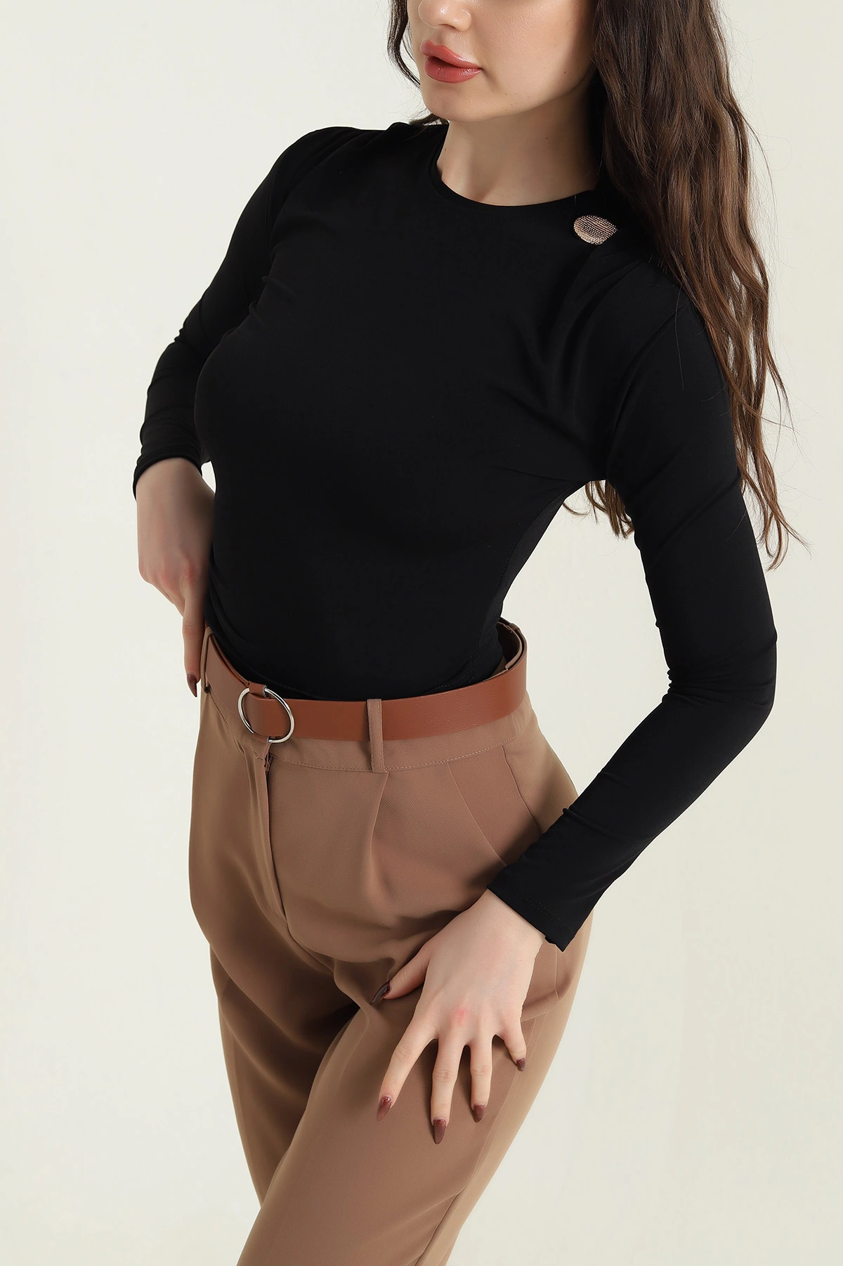 Siyah Büzgülü Sandy Kadın Bluz 439558