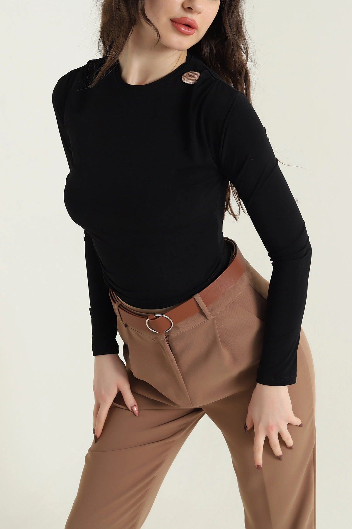 Siyah Büzgülü Sandy Kadın Bluz 439558
