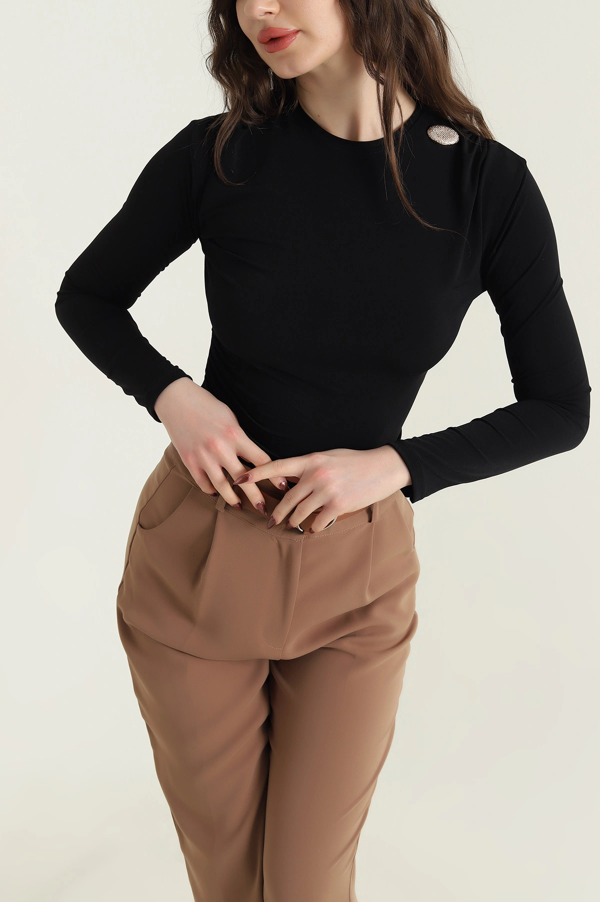 Siyah Büzgülü Sandy Kadın Bluz 439558