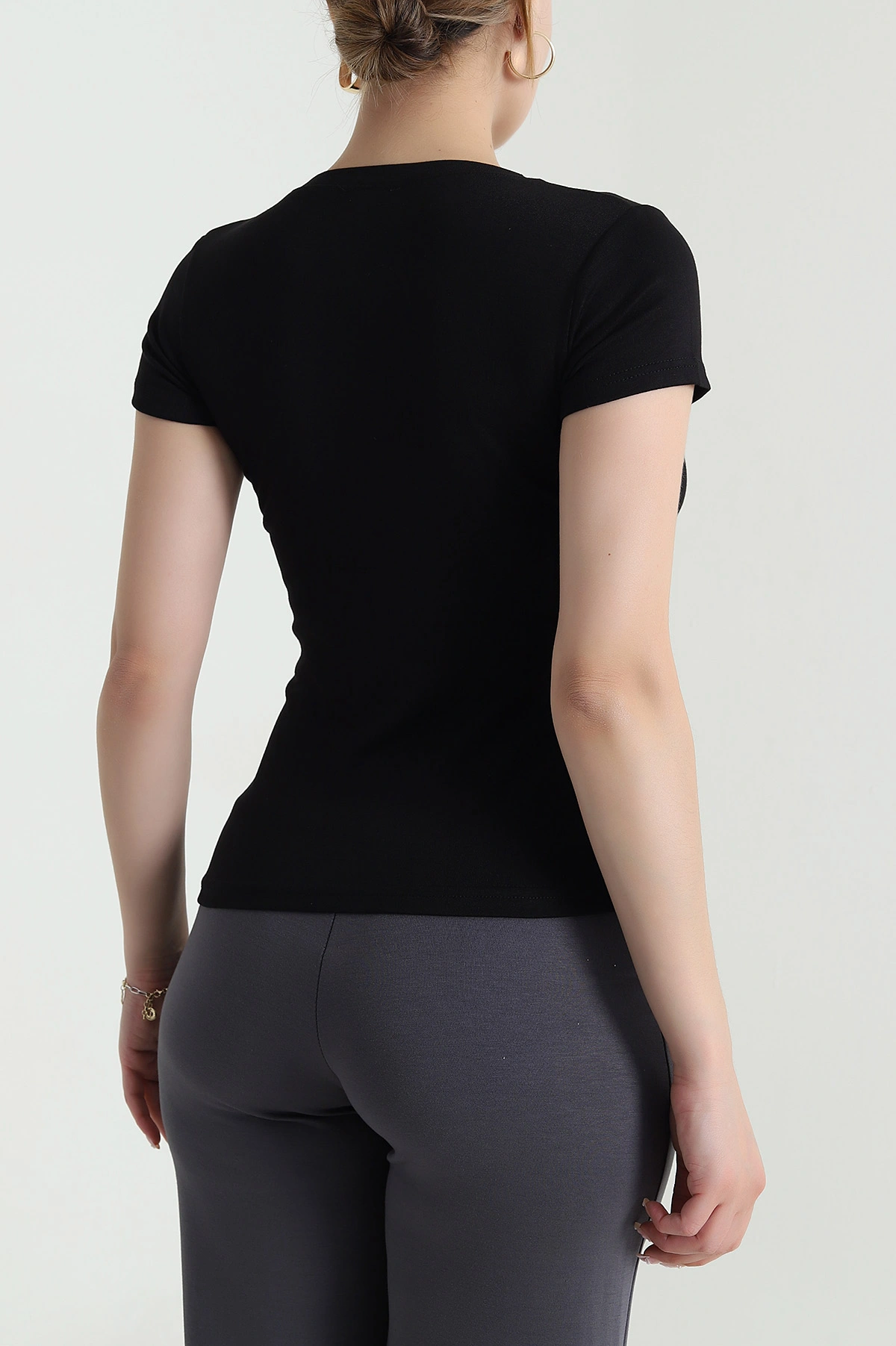 Siyah Buzzy Likralı Kadın Body Bluz 478325