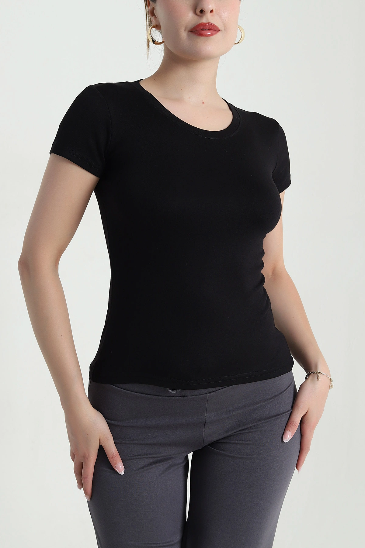 Siyah Buzzy Likralı Kadın Body Bluz 478325