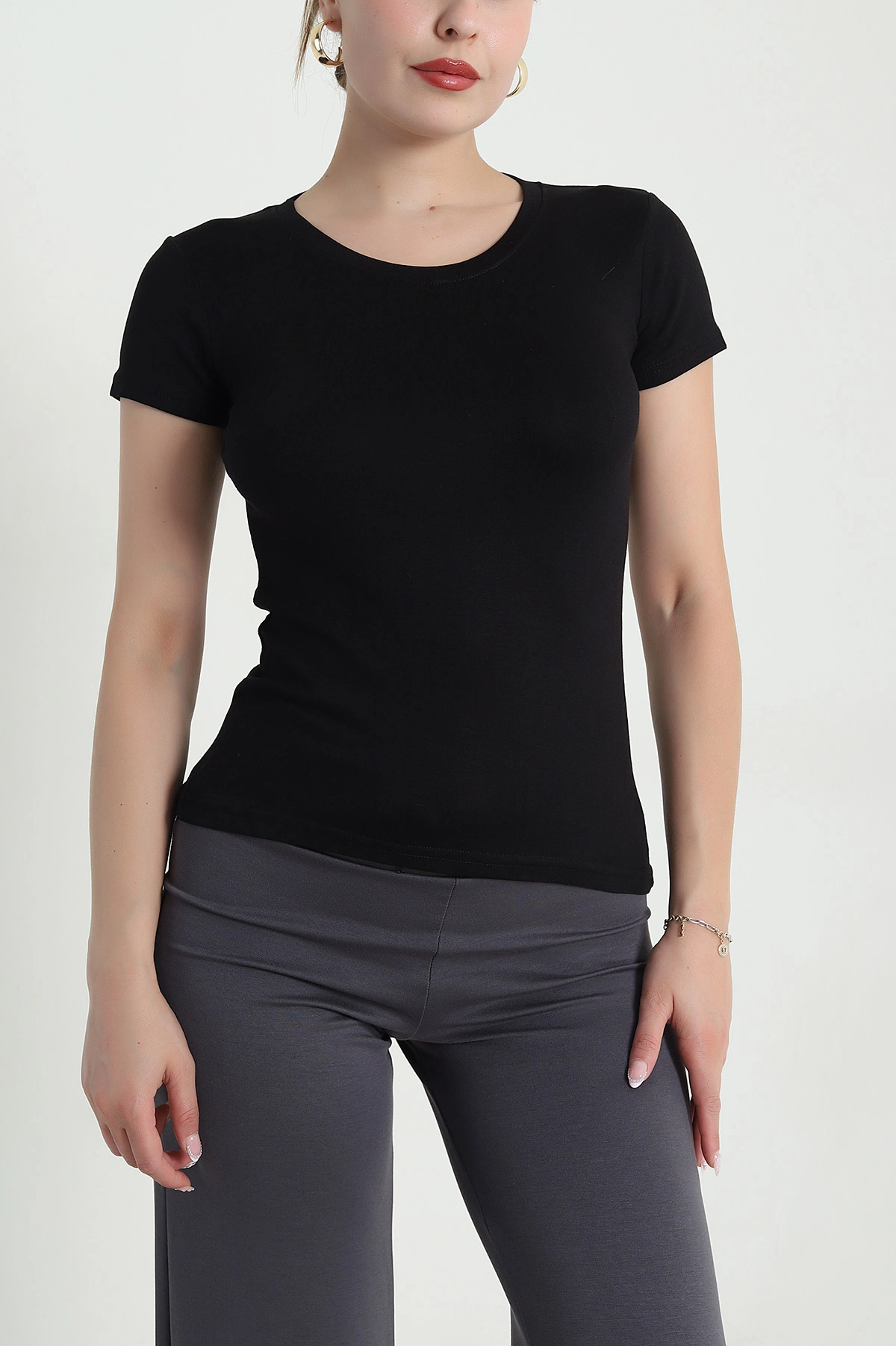 Siyah Buzzy Likralı Kadın Body Bluz 478325