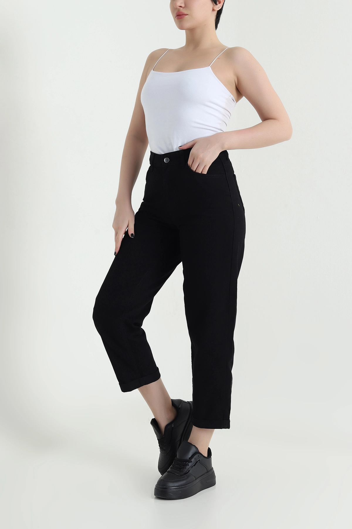 Siyah Cep Detay Gabardin Kadın Pantolon 454914