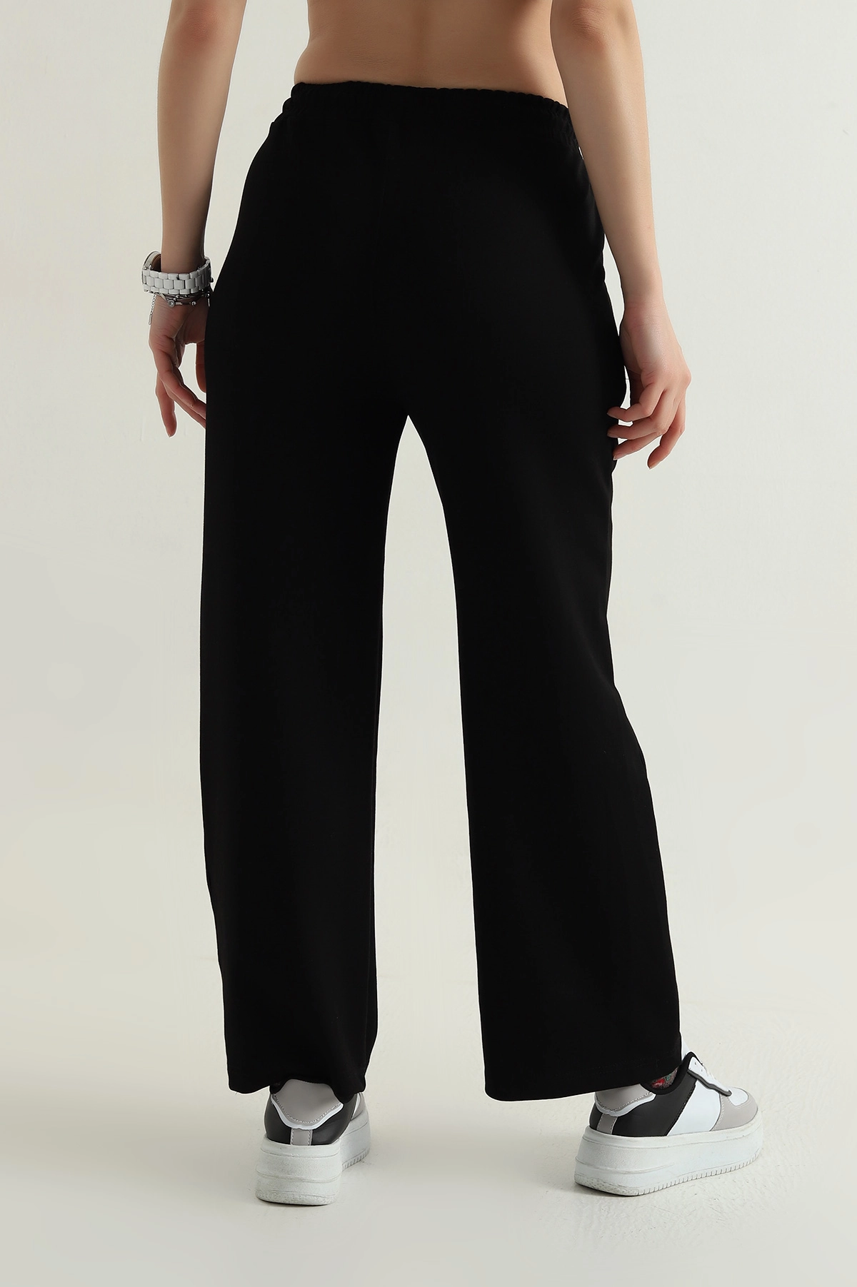 Siyah Cepli Bel Lastikli Modal Kadın Pantolon 412529
