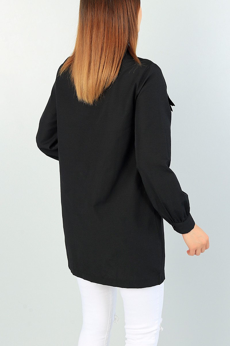 Siyah Cepli Poplin Gömlek Tunik 67474