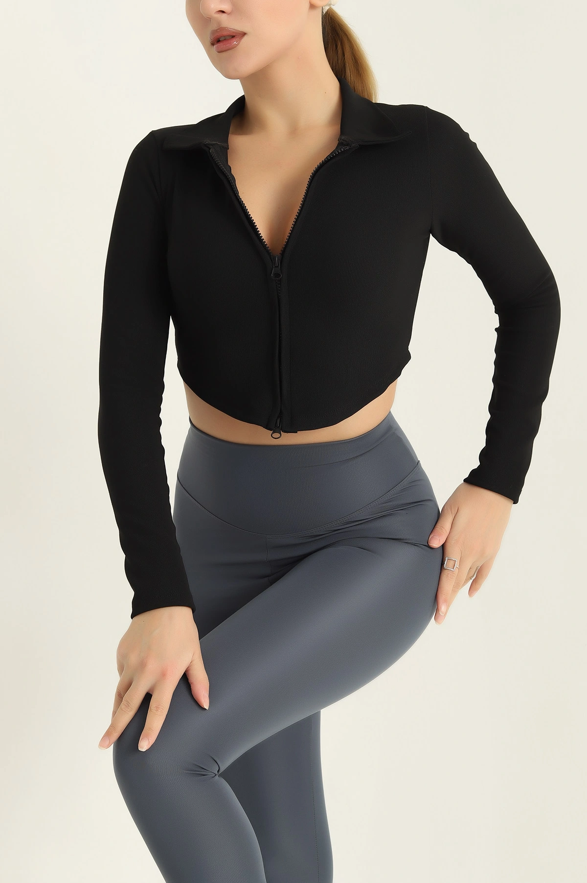 Siyah Çift Taraflı Ottoman Bluz -T 296542