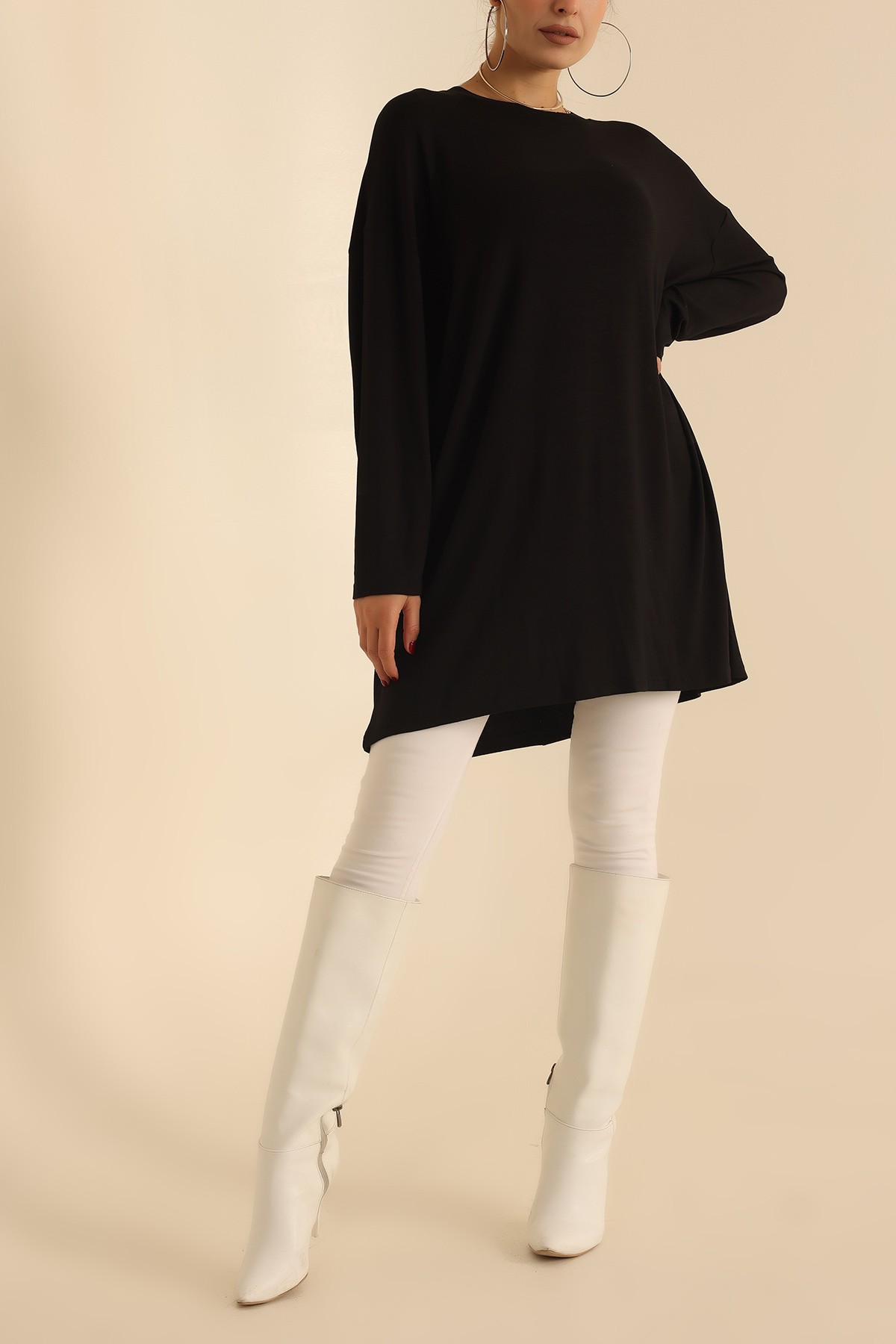 Siyah Çilek Kumaş Tunik 204121
