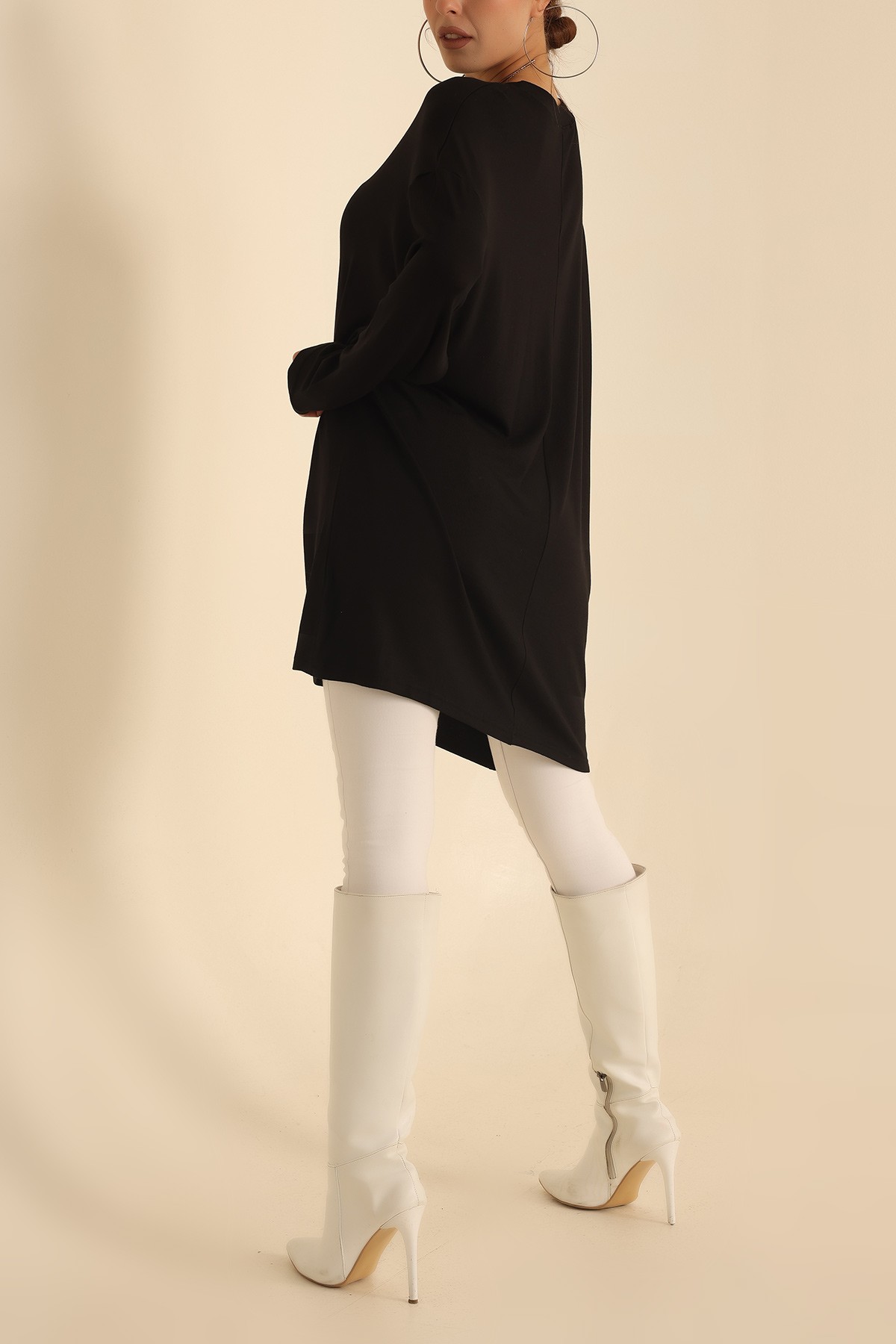 Siyah Çilek Kumaş Tunik 204121