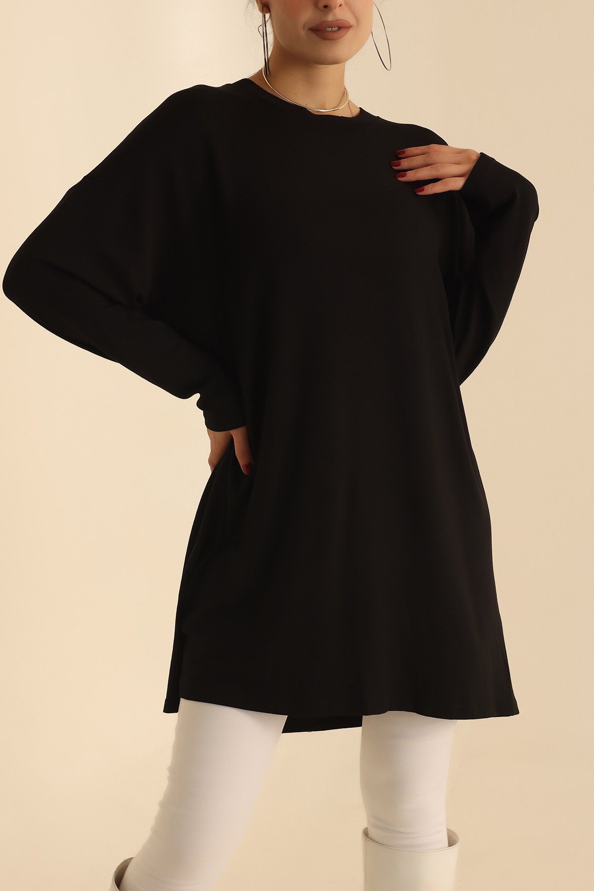 Siyah Çilek Kumaş Tunik 204121