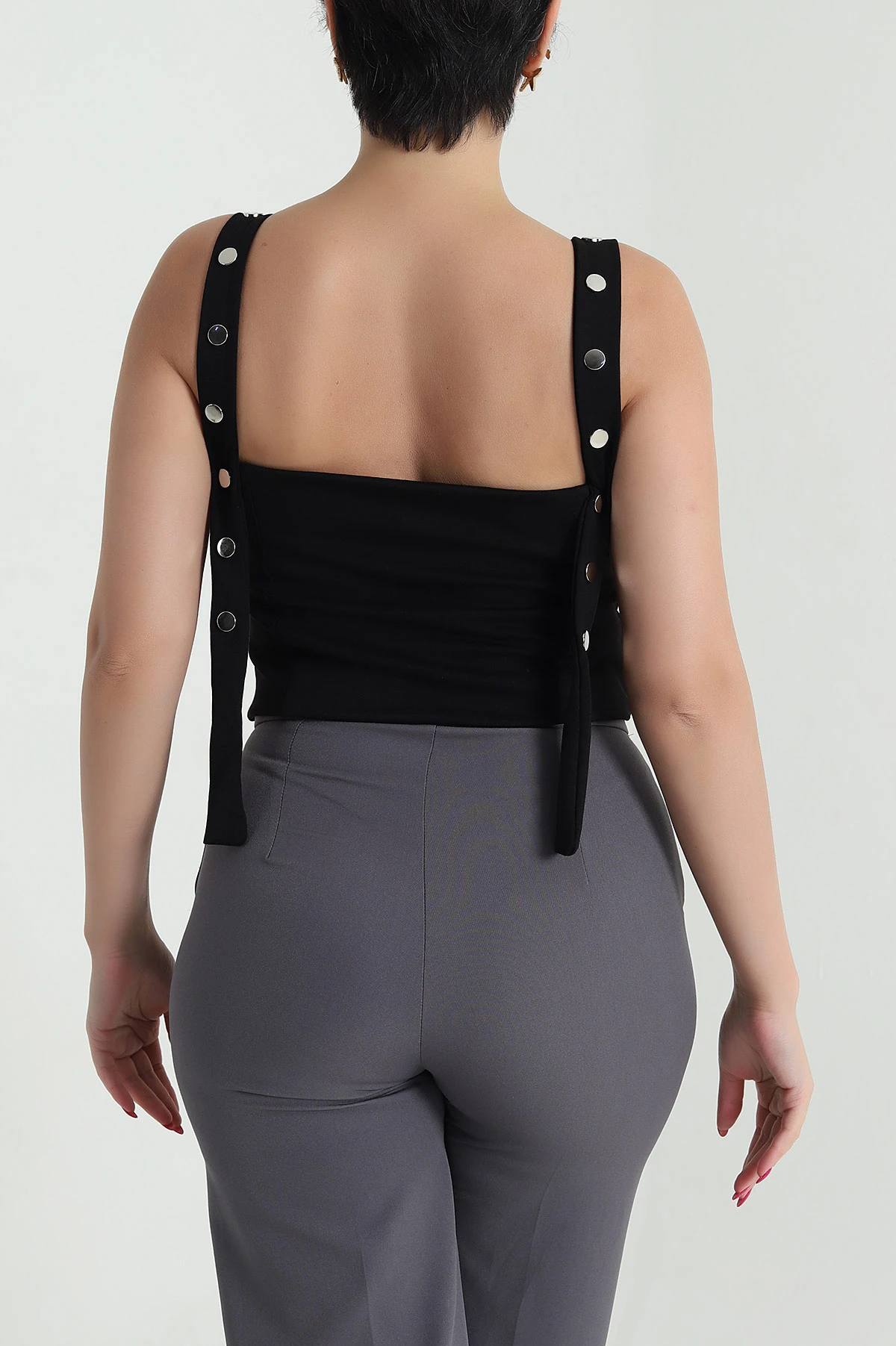 Siyah Çıtçıtlı Çift Katlı Oysho Kadın Bluz 475739