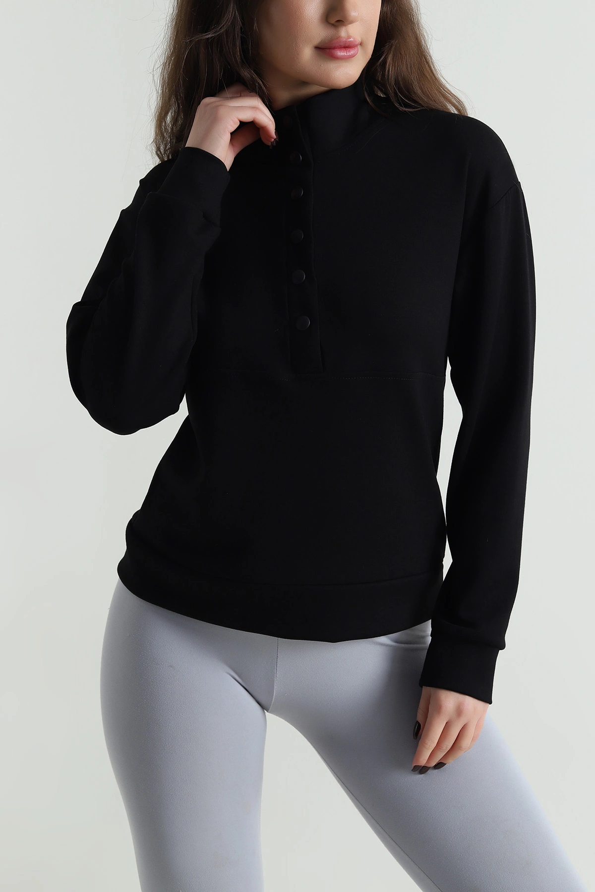 Siyah Çıtçıtlı Oysho Kadın Bluz 497722