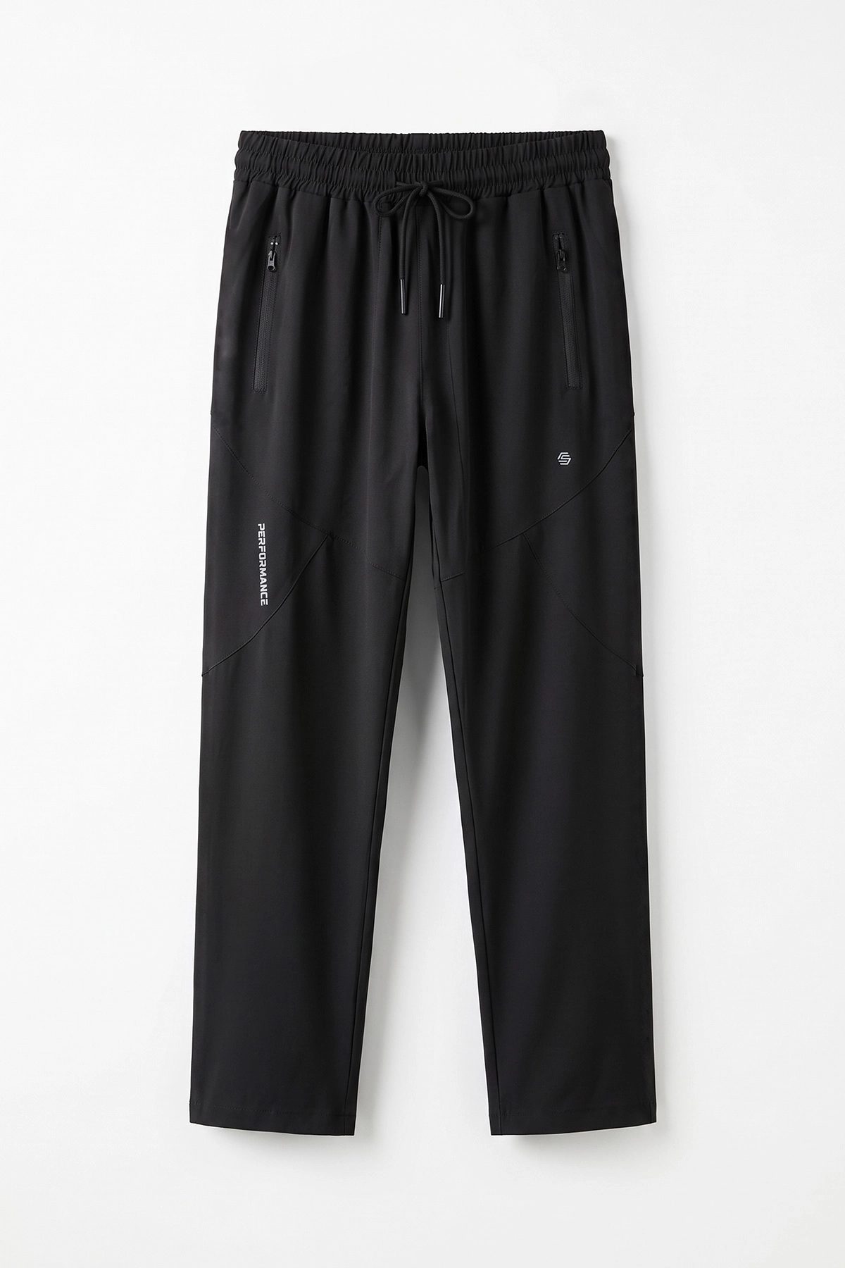 Siyah Cool Kumaş Ön Oval Kesim Düz Paça Erkek Eşofman Altı 494547