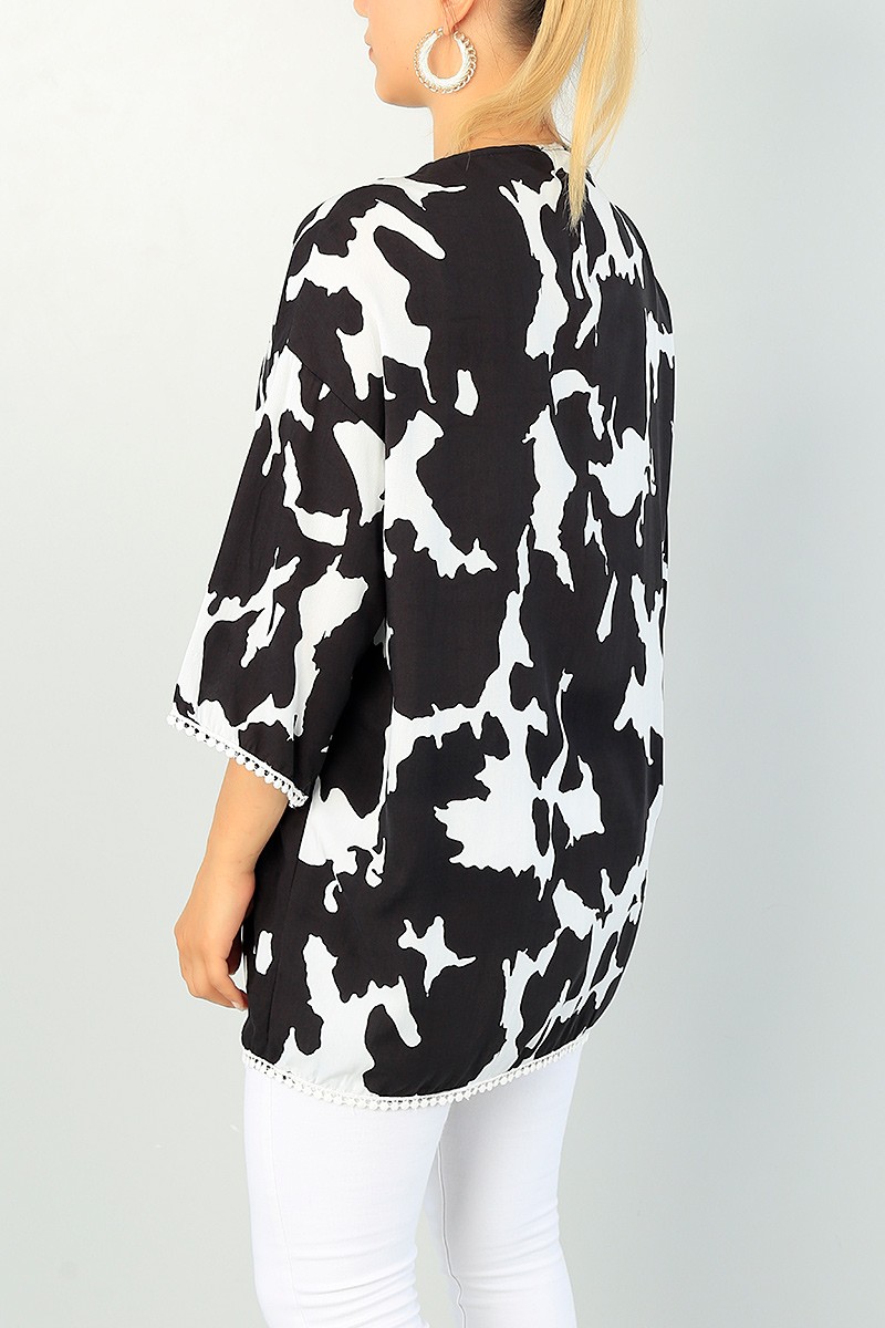 Siyah Dantel İşlemeli Bayan Kimono 71500