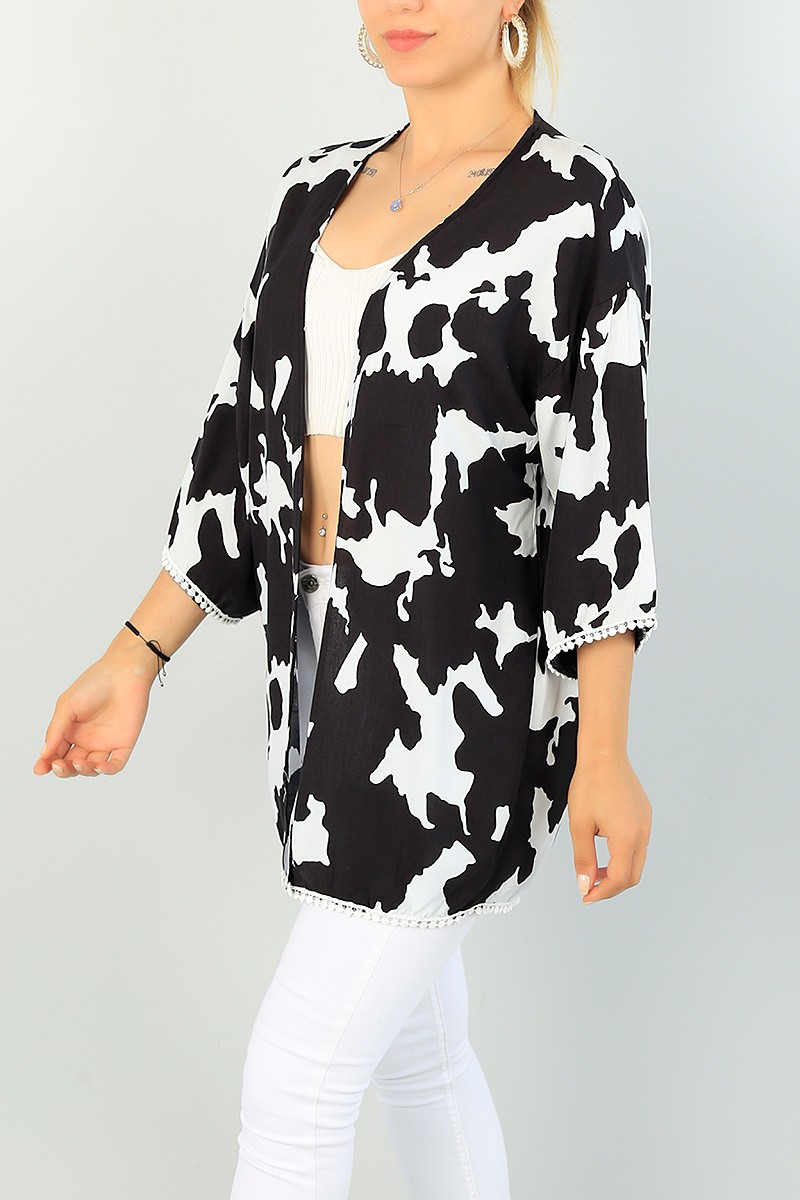 Siyah Dantel İşlemeli Bayan Kimono 71500