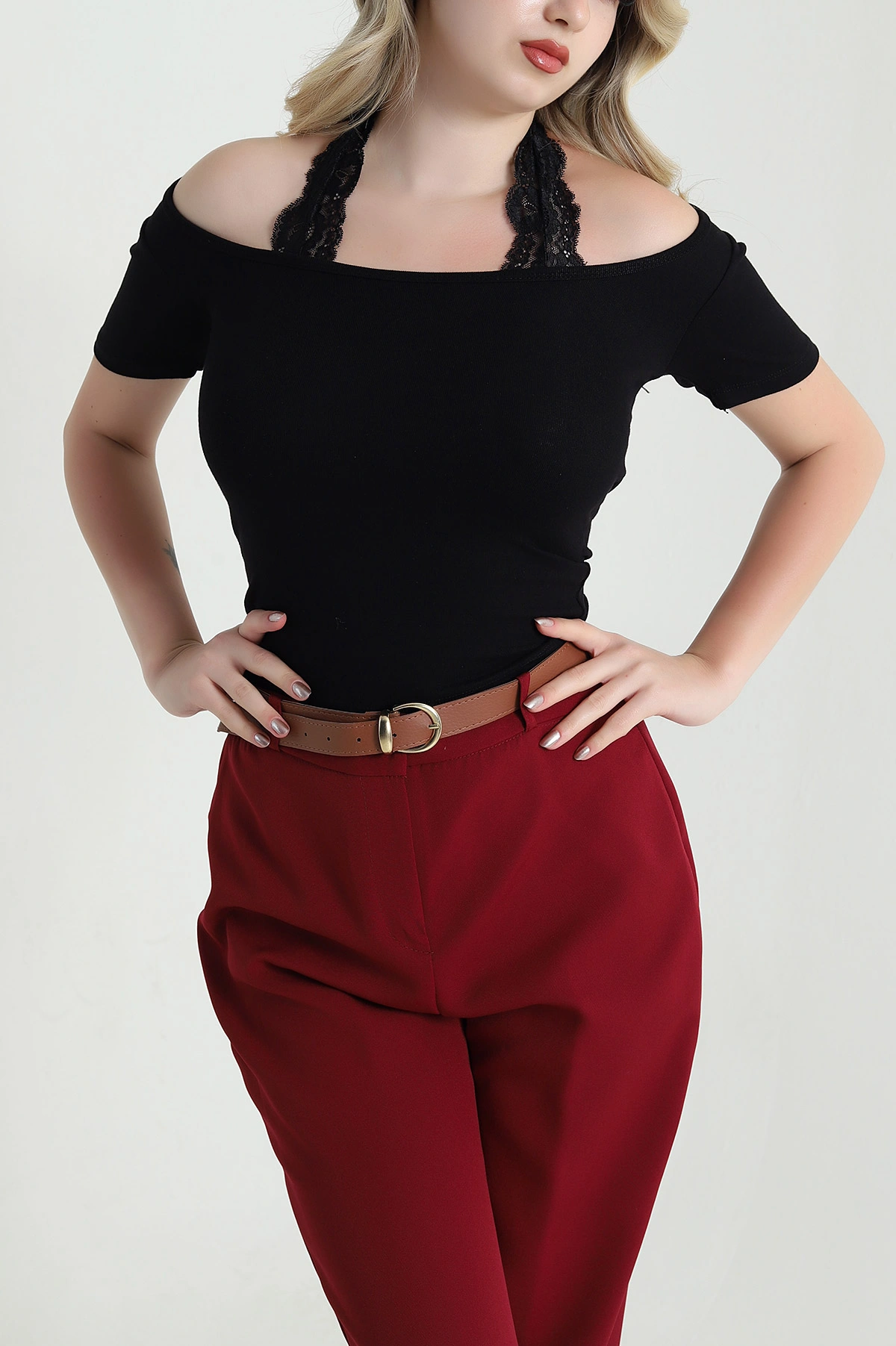 Siyah Dantelli Buzzy Kadın Bluz 461811