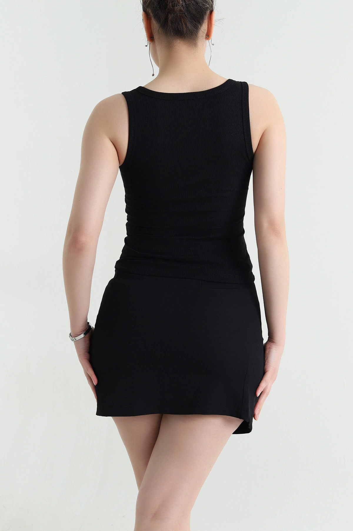 Siyah Dantelli Fitilli Kadın Bluz 456130