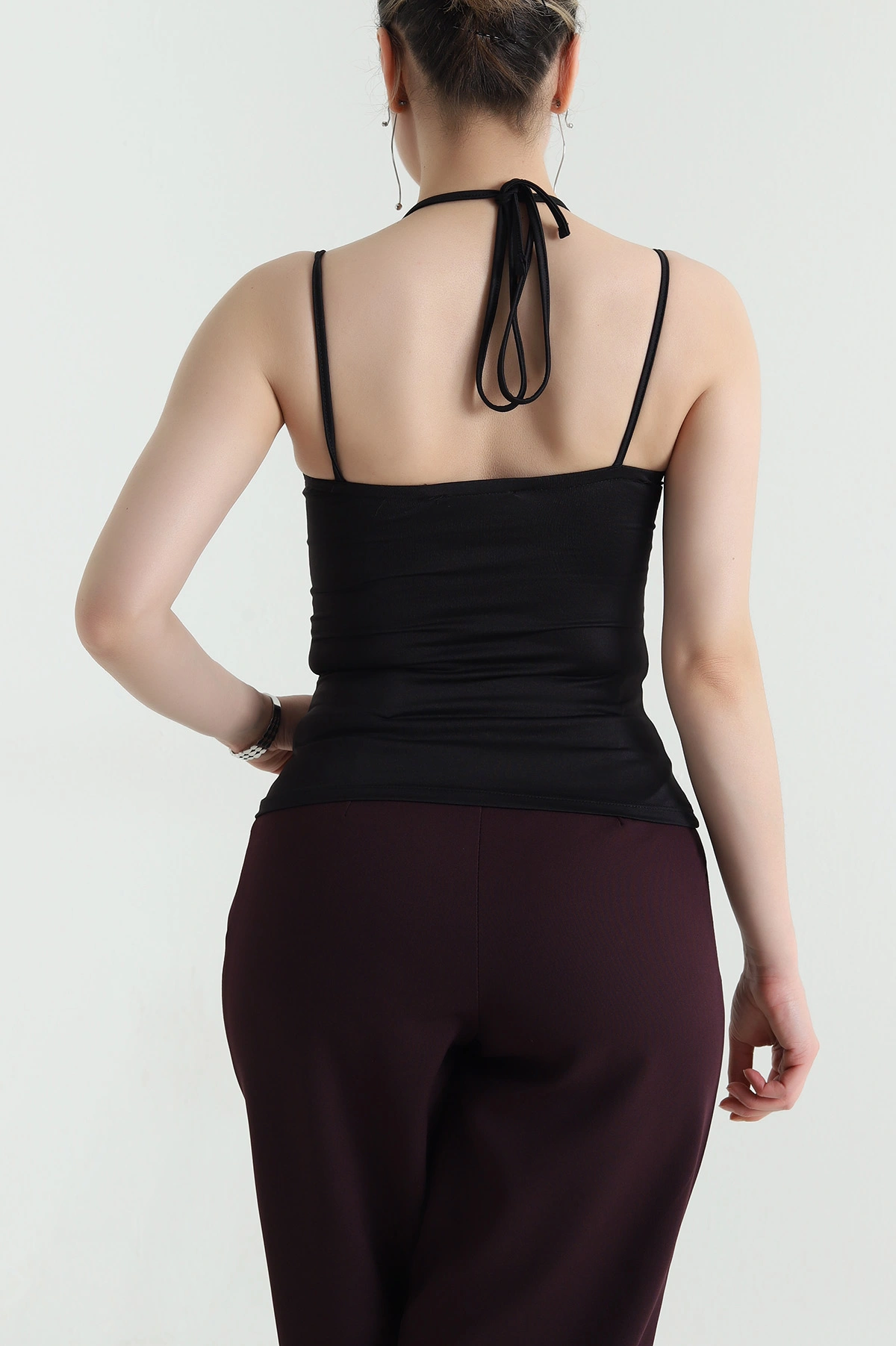 Siyah Dantelli İp Askılı Scuba Kadın Atlet 454738
