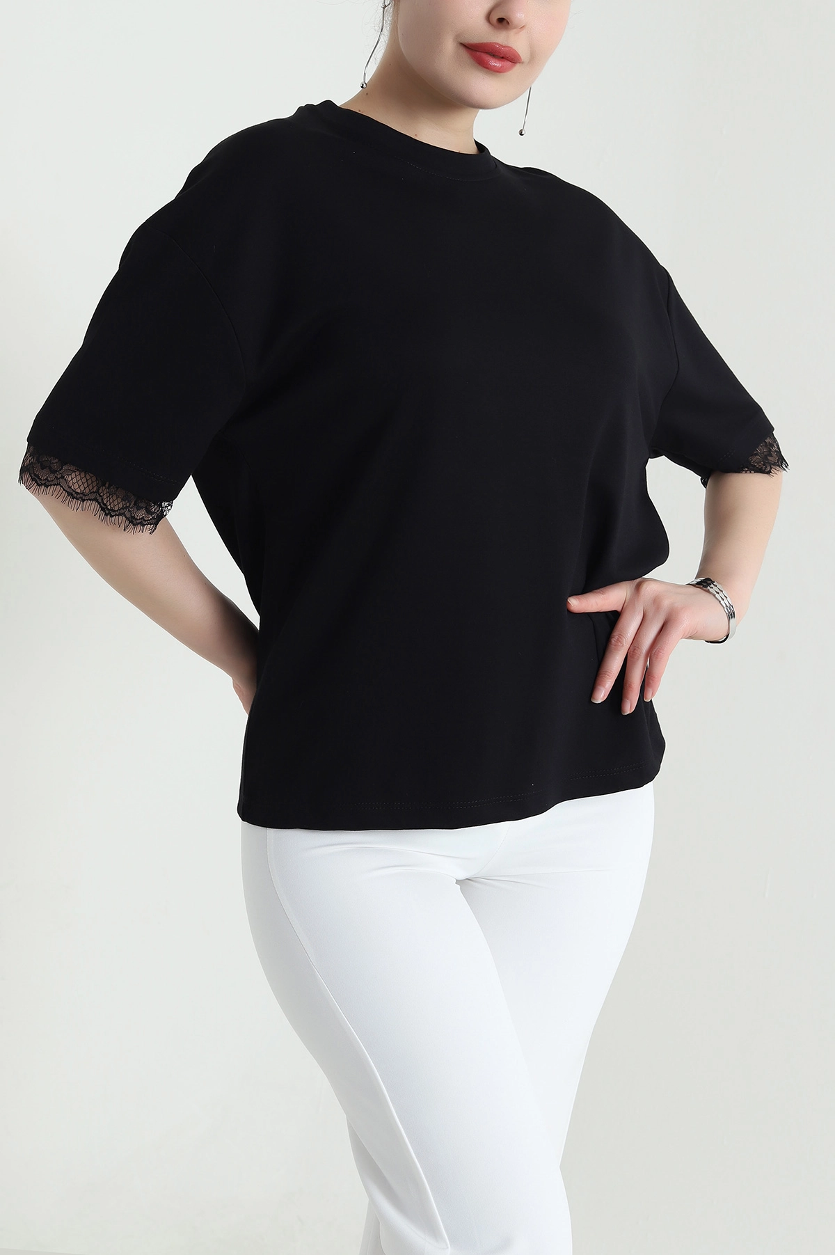 Siyah Dantelli Modal Kadın Bluz 454072