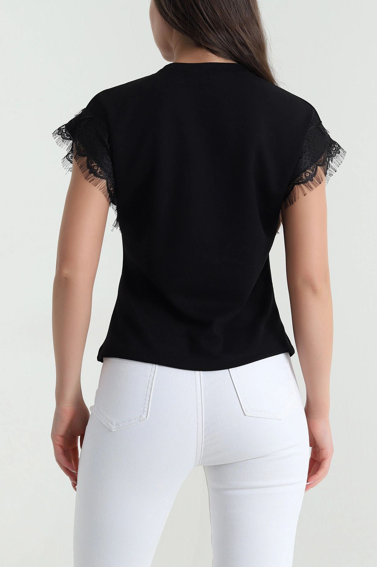 Siyah Dantelli Modal Kadın Bluz 459420