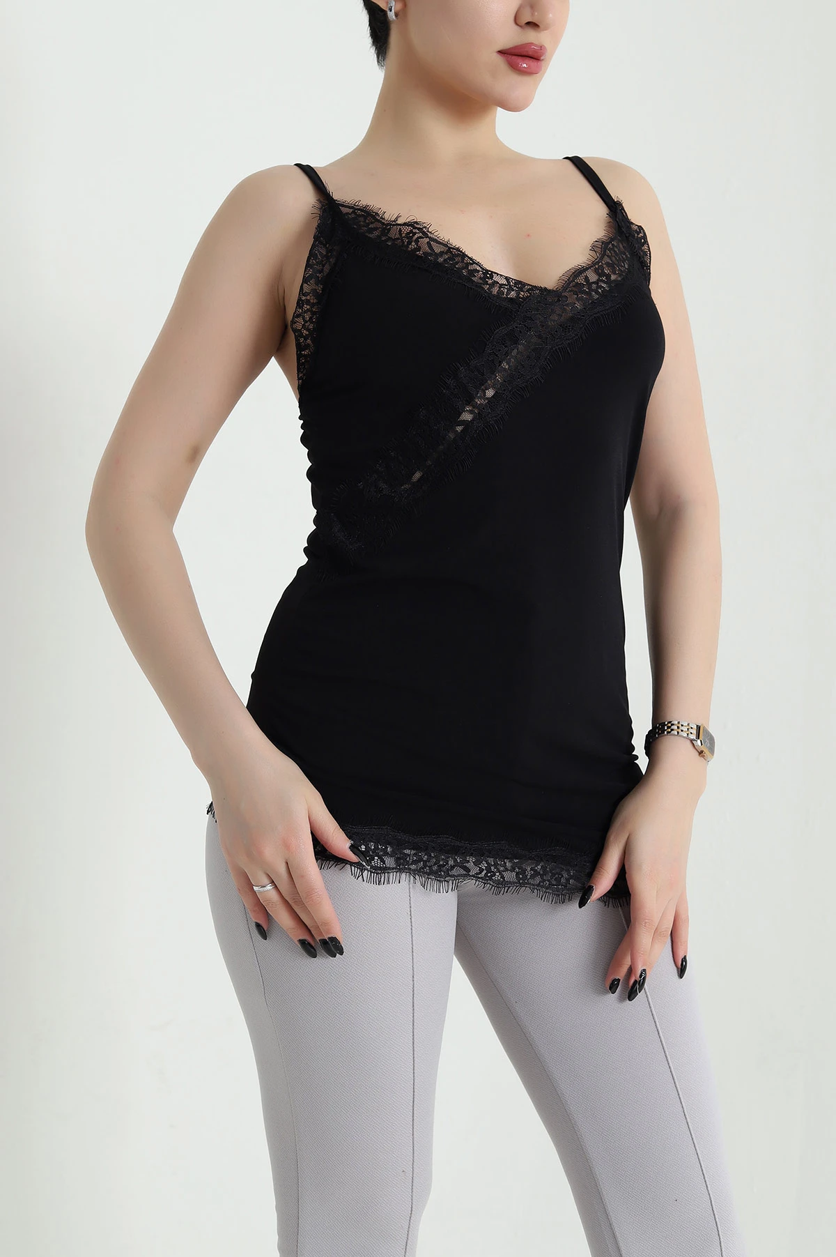 Siyah Dantelli Sandy Kadın Bluz 454517