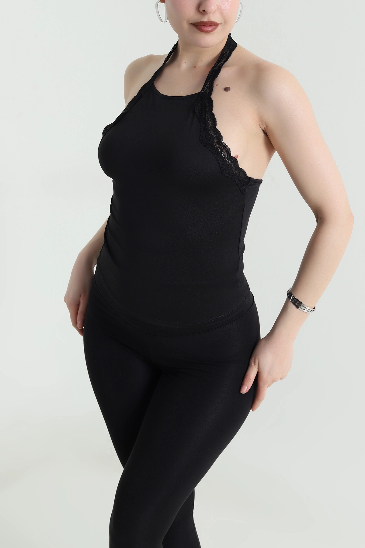 Siyah Dantelli Sandy Kadın Bluz 462087