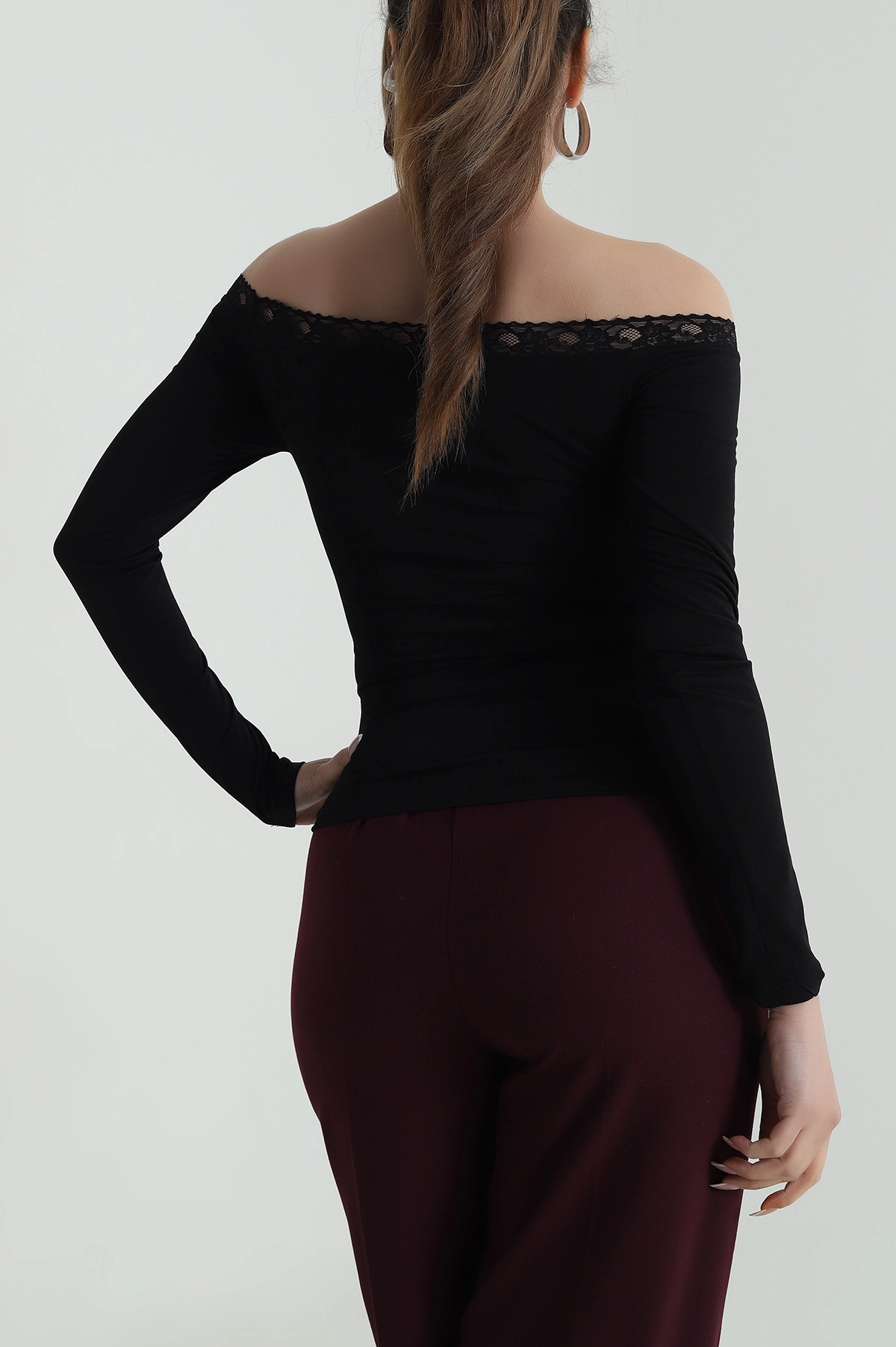 Siyah Dantelli Sandy Kadın Bluz 486980