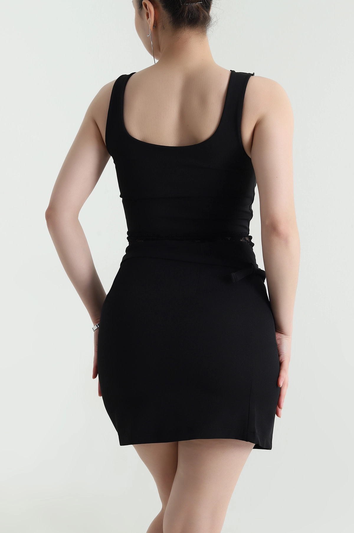 Siyah Dantelli Scuba Kadın Bluz 455886