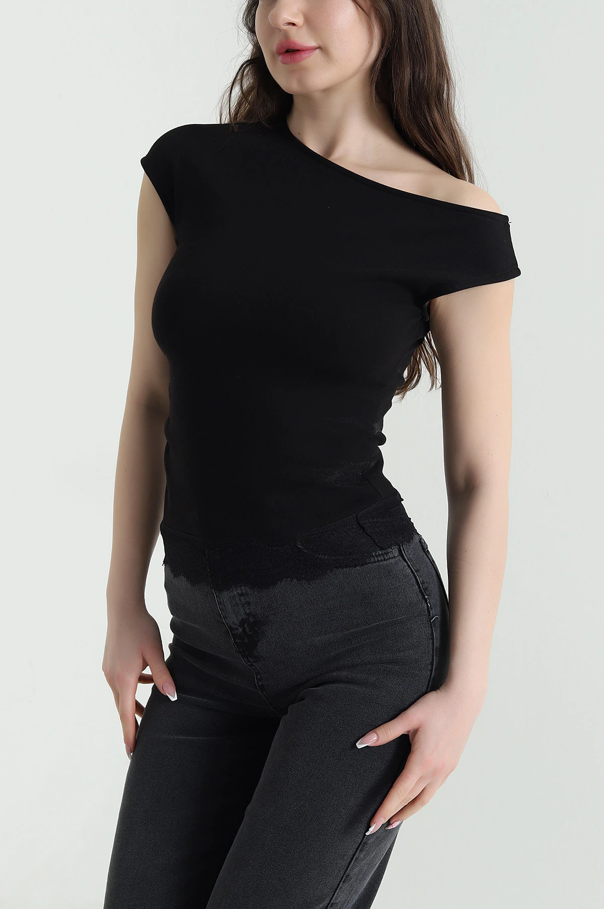 Siyah Dantelli Süprem Kadın Bluz 453622