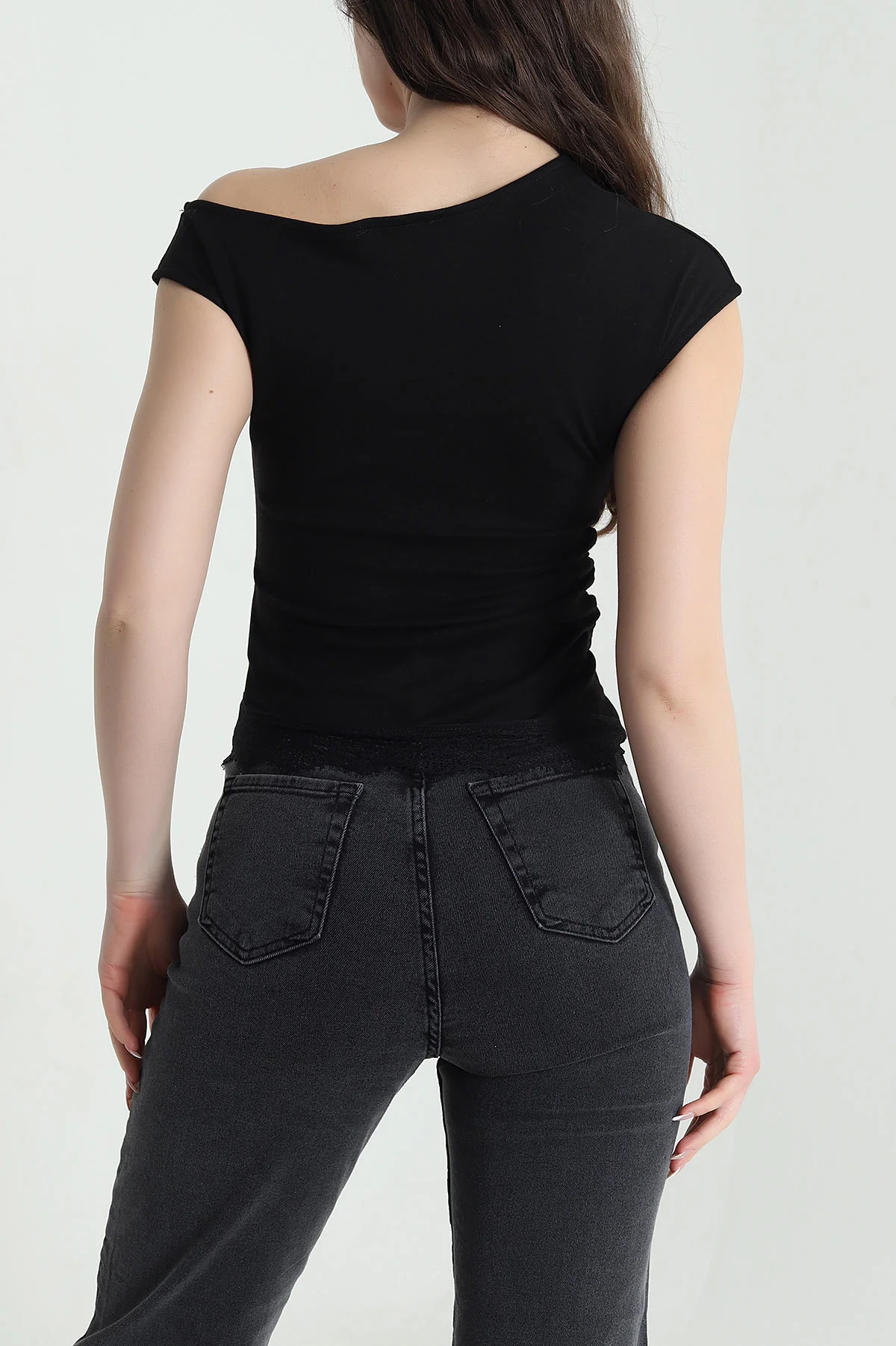 Siyah Dantelli Süprem Kadın Bluz 453622