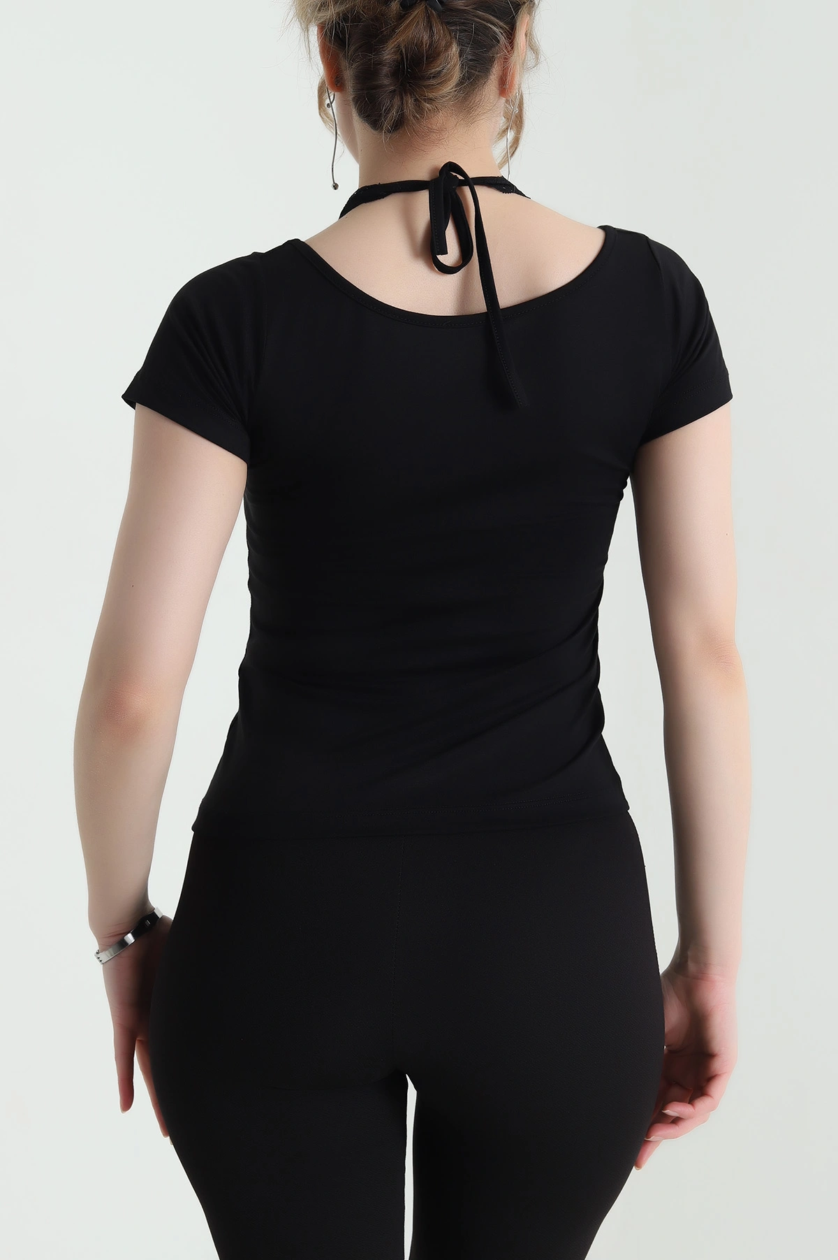 Siyah Dantelli Viskon Kadın Bluz 453106