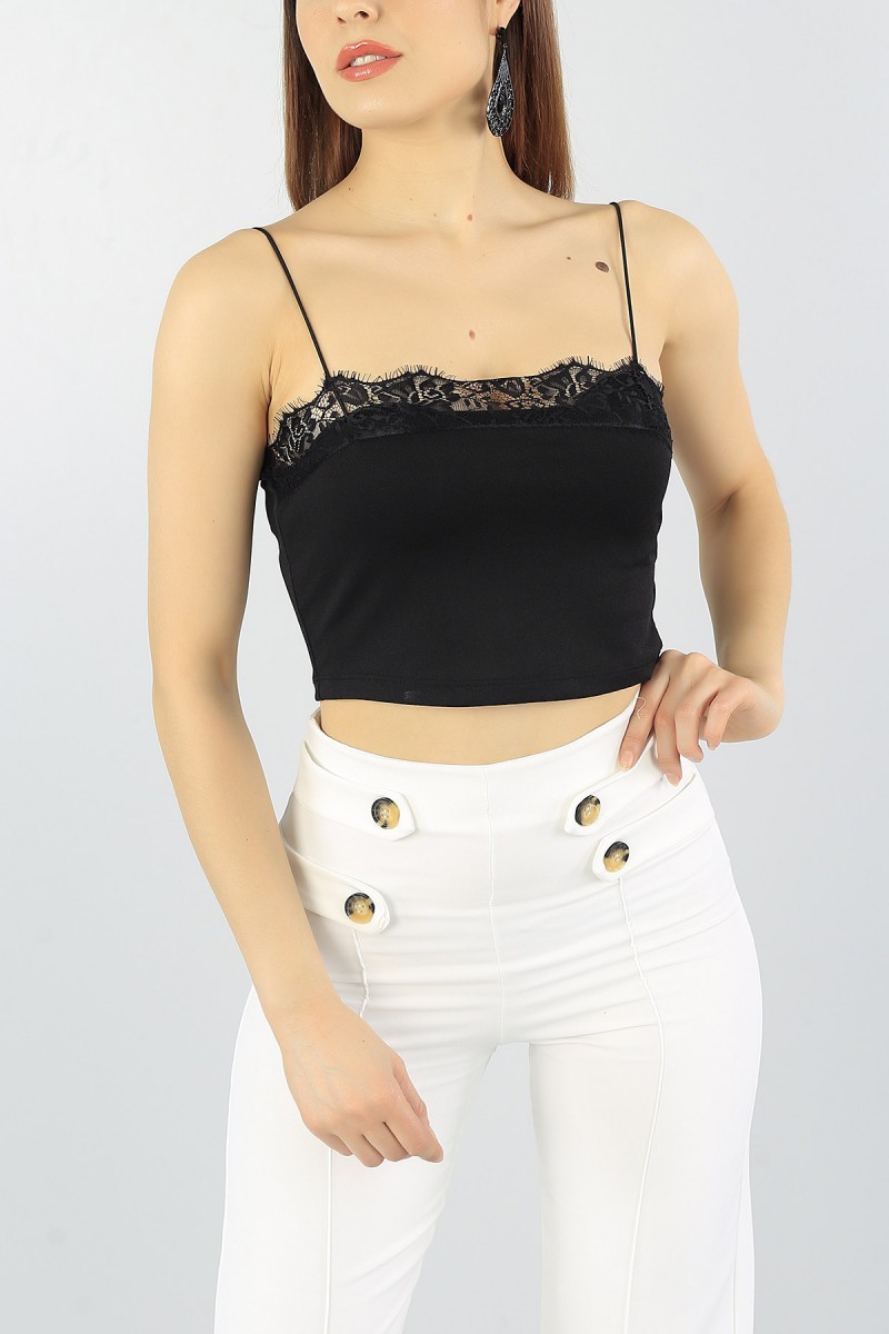 Siyah Dantelli Yaka Kolsuz Atlet 57080