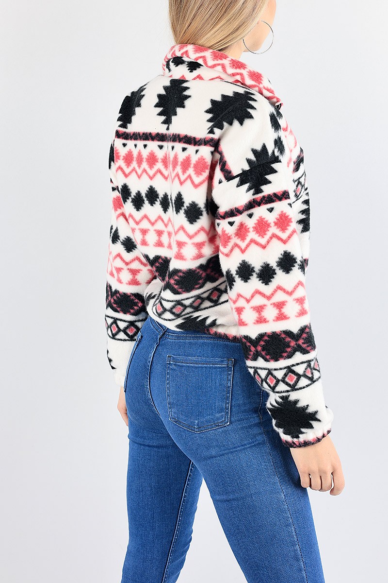 Siyah Desenli Bayan Polar Sweat 87684