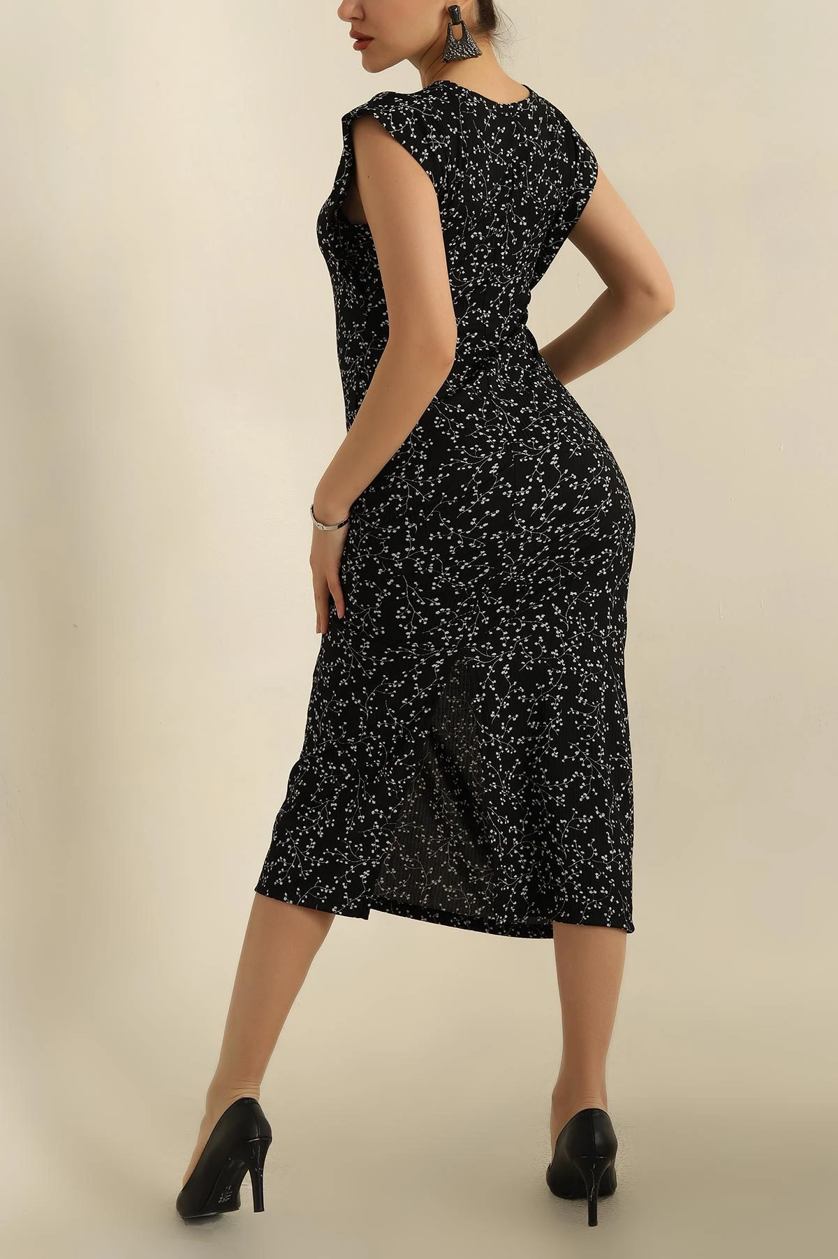 Siyah Desenli Helen Kumaş Elbise 269352