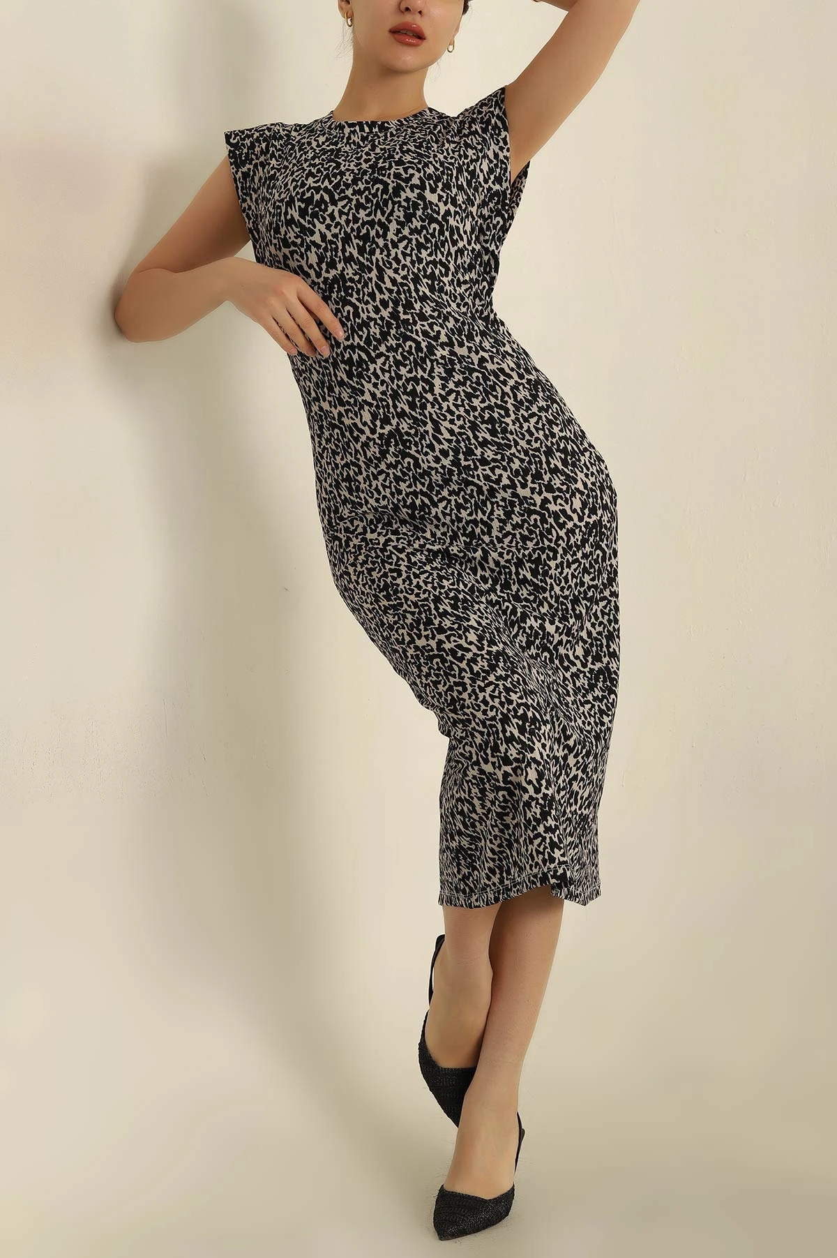 Siyah Desenli Helen Kumaş Elbise 269354