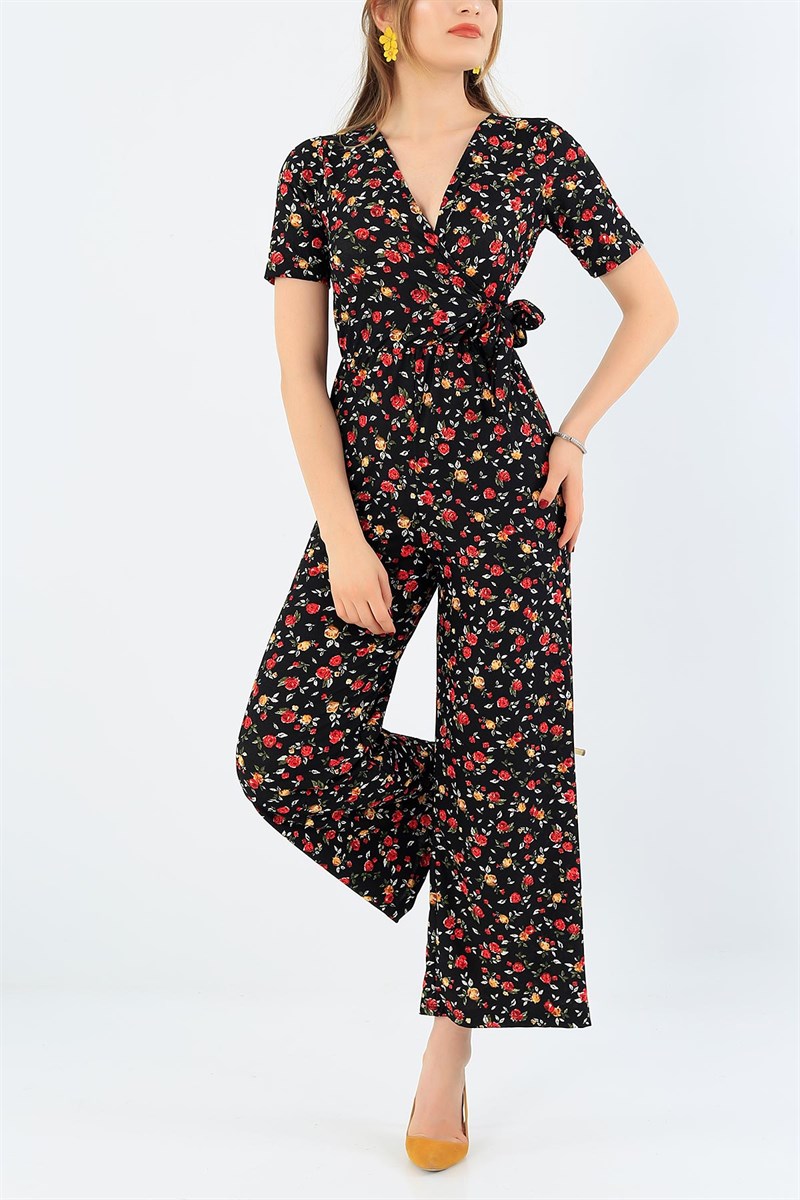 Siyah Desenli Likralı Tulum 34994