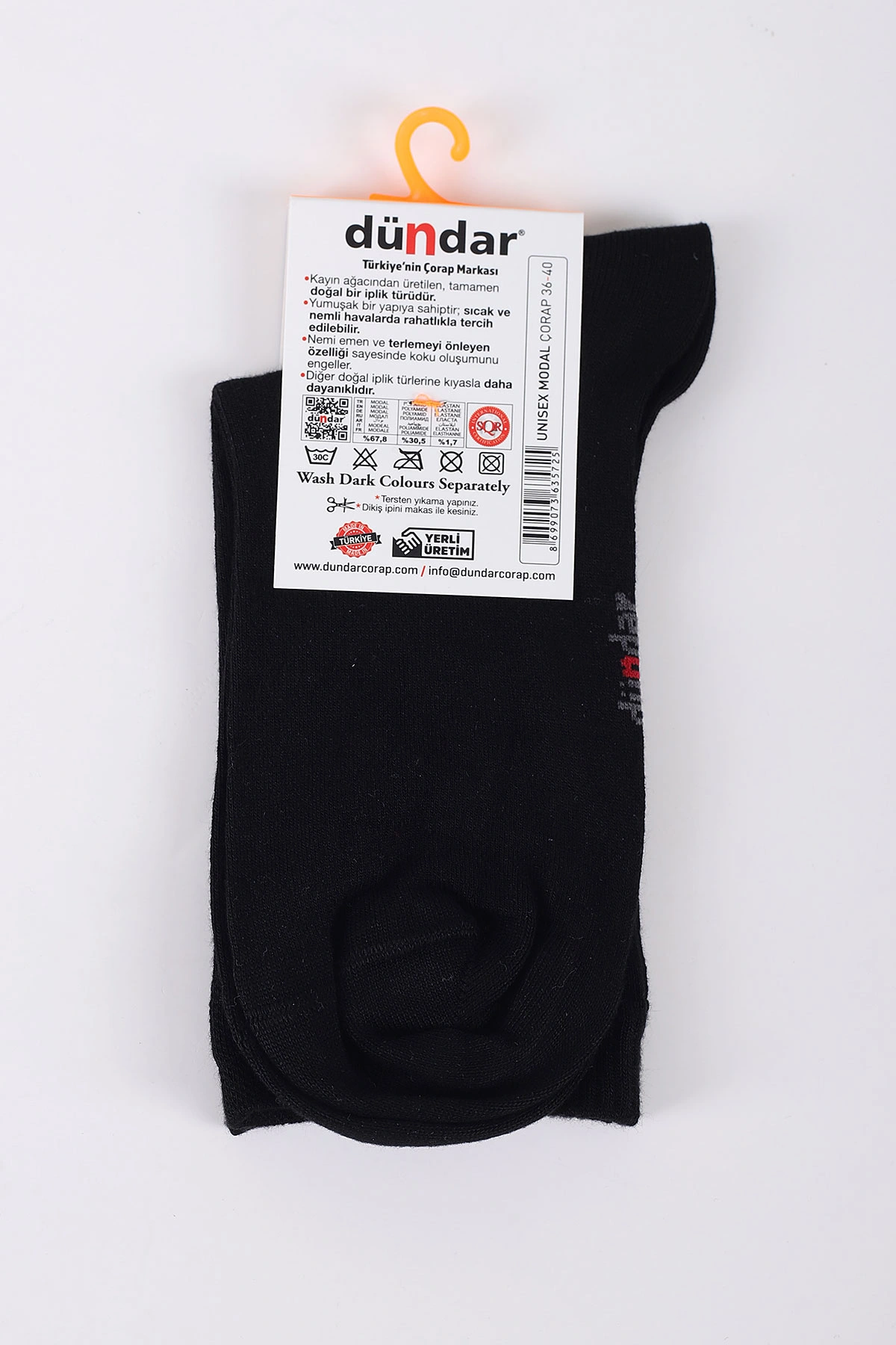 Siyah Dört Mevsim Unisex Modal Çorap (36-40) 423045