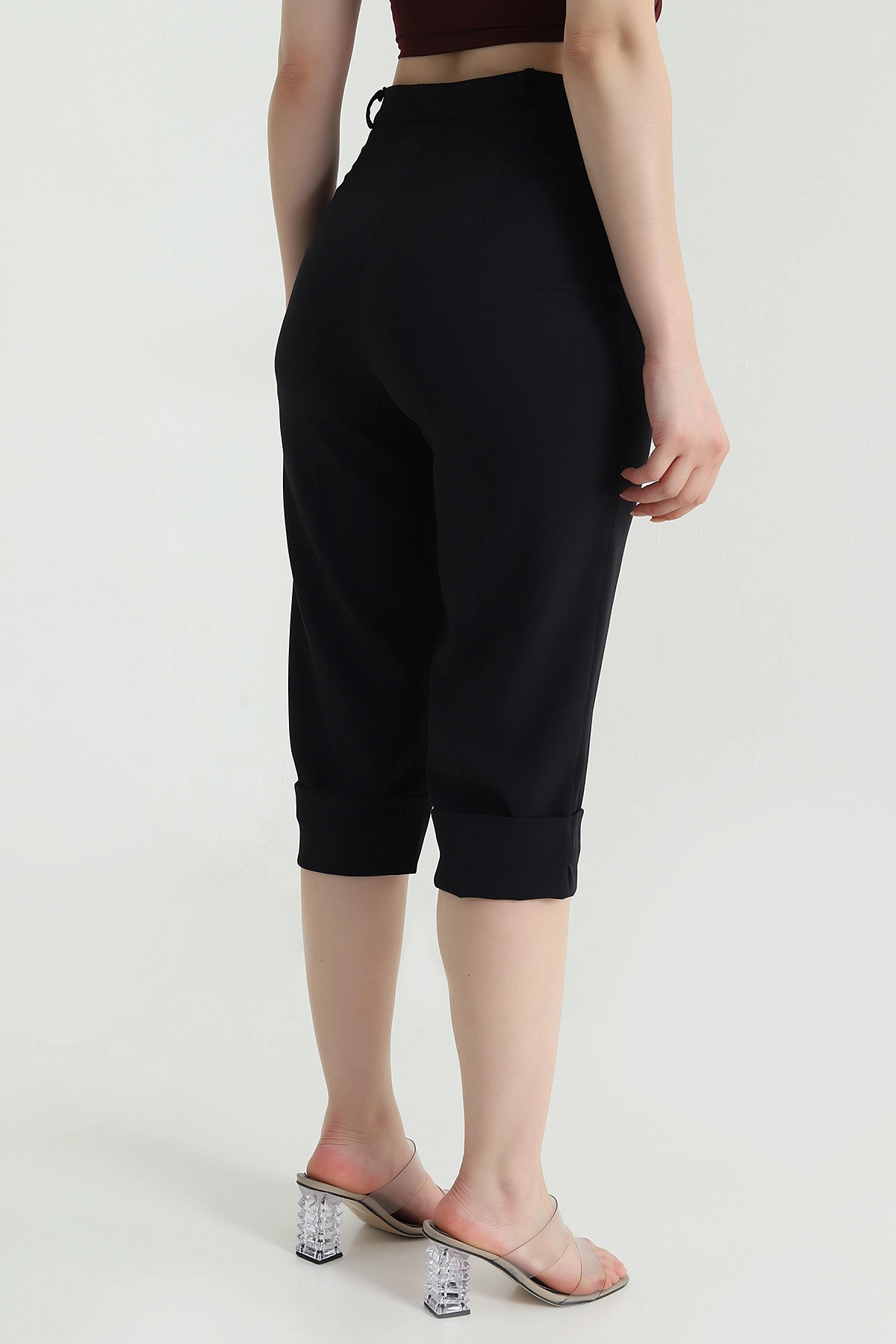 Siyah Double Paça Kapri Kadın Pantolon 470230