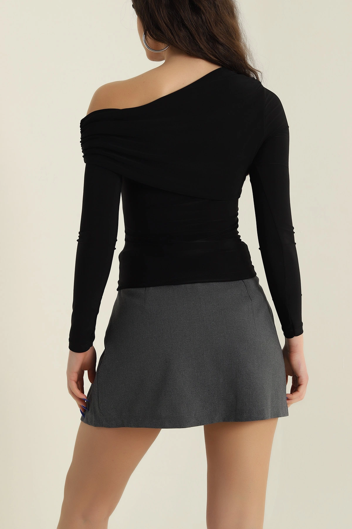Siyah Drapeli Sendy Kadın Bluz 425996
