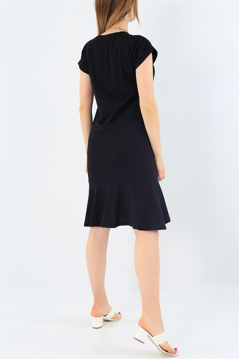 Siyah Duble Kol Elbise 34586