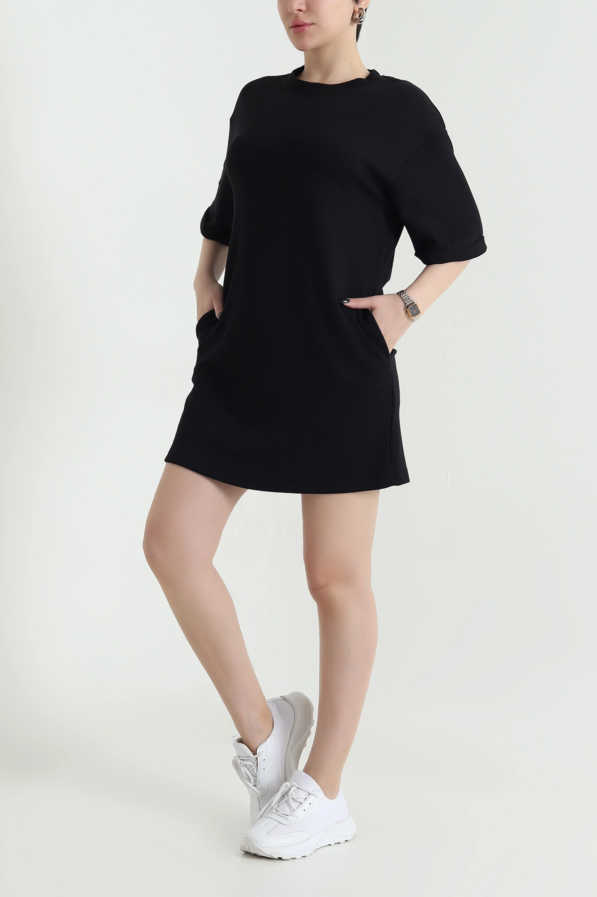Siyah Duble Kol Modal Kadın Elbise 452718