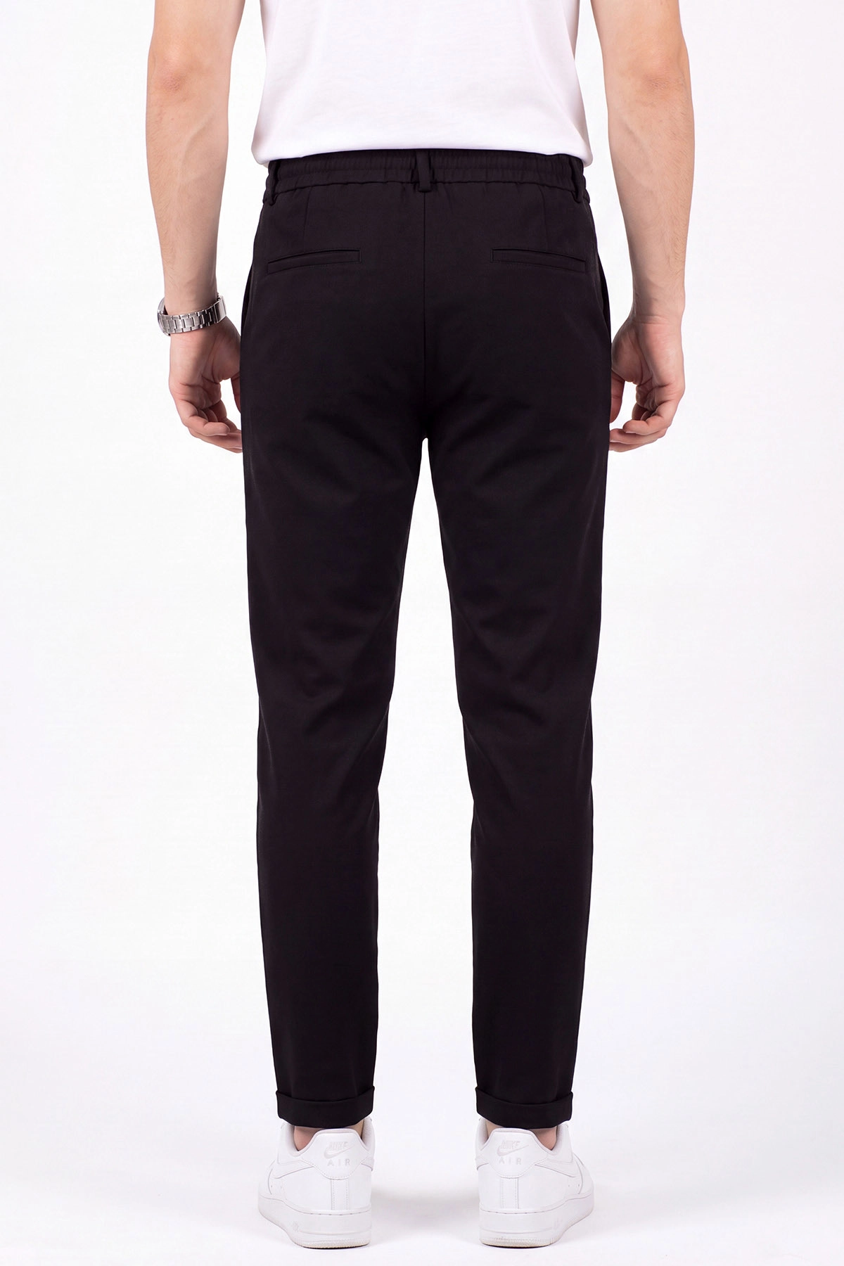 Siyah Duble Paça Double Kumaş Pantolon 472198