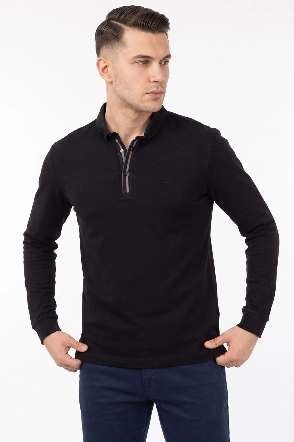Siyah Düğmeli Oysho Kumaş Erkek Sweatshirt 482869